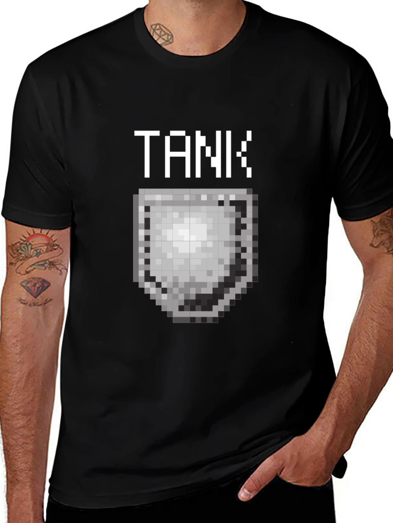 Tank Pixel Art Black T-Shirt