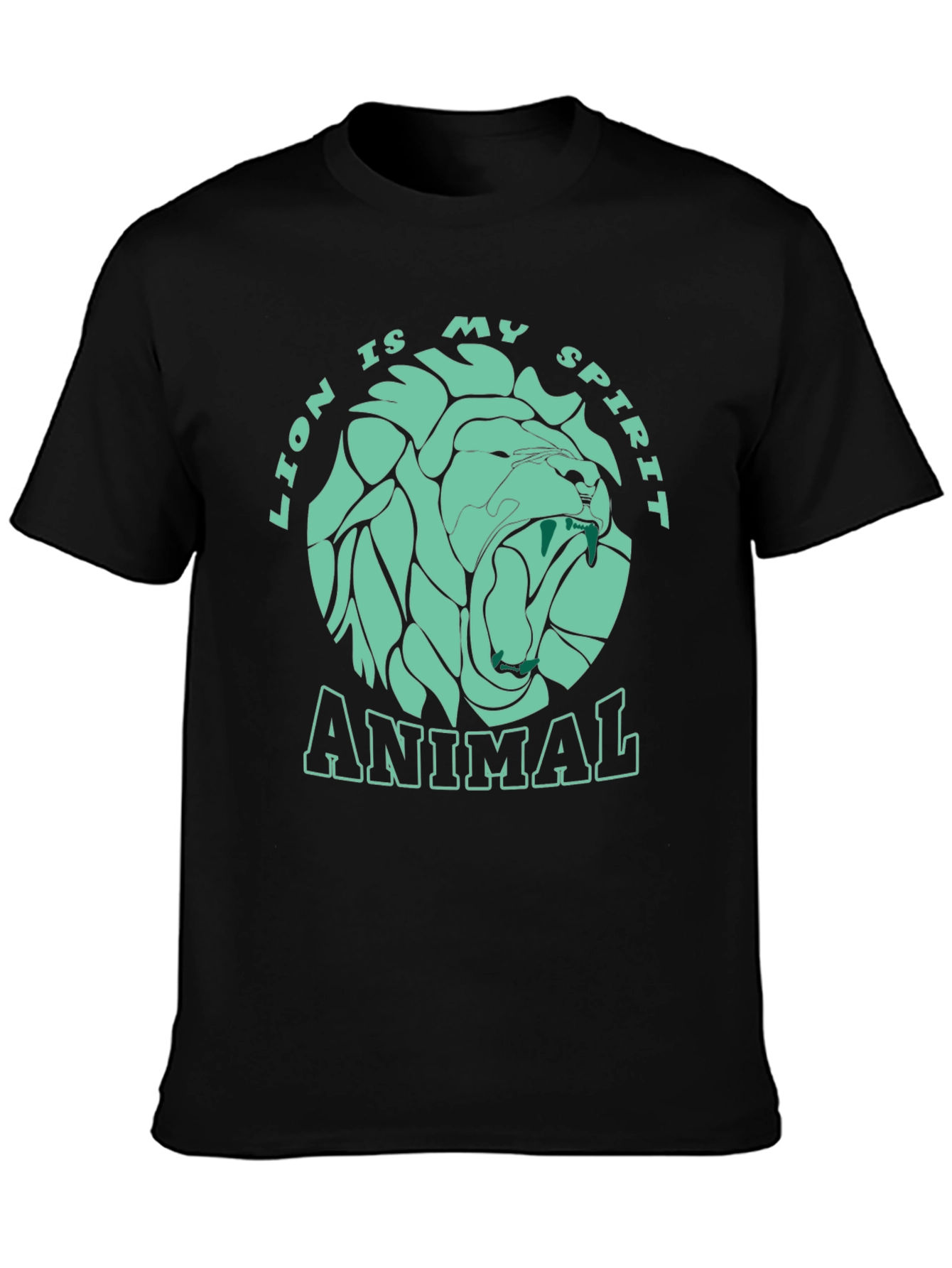 Lion Spirit Animal Graphic T-Shirt - Black