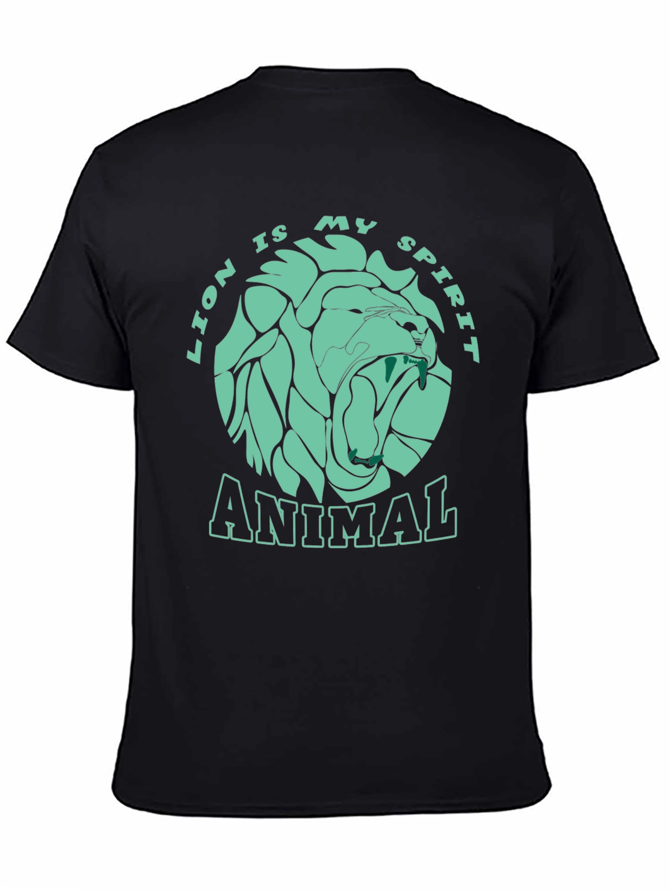 Lion Spirit Animal Graphic T-Shirt - Black