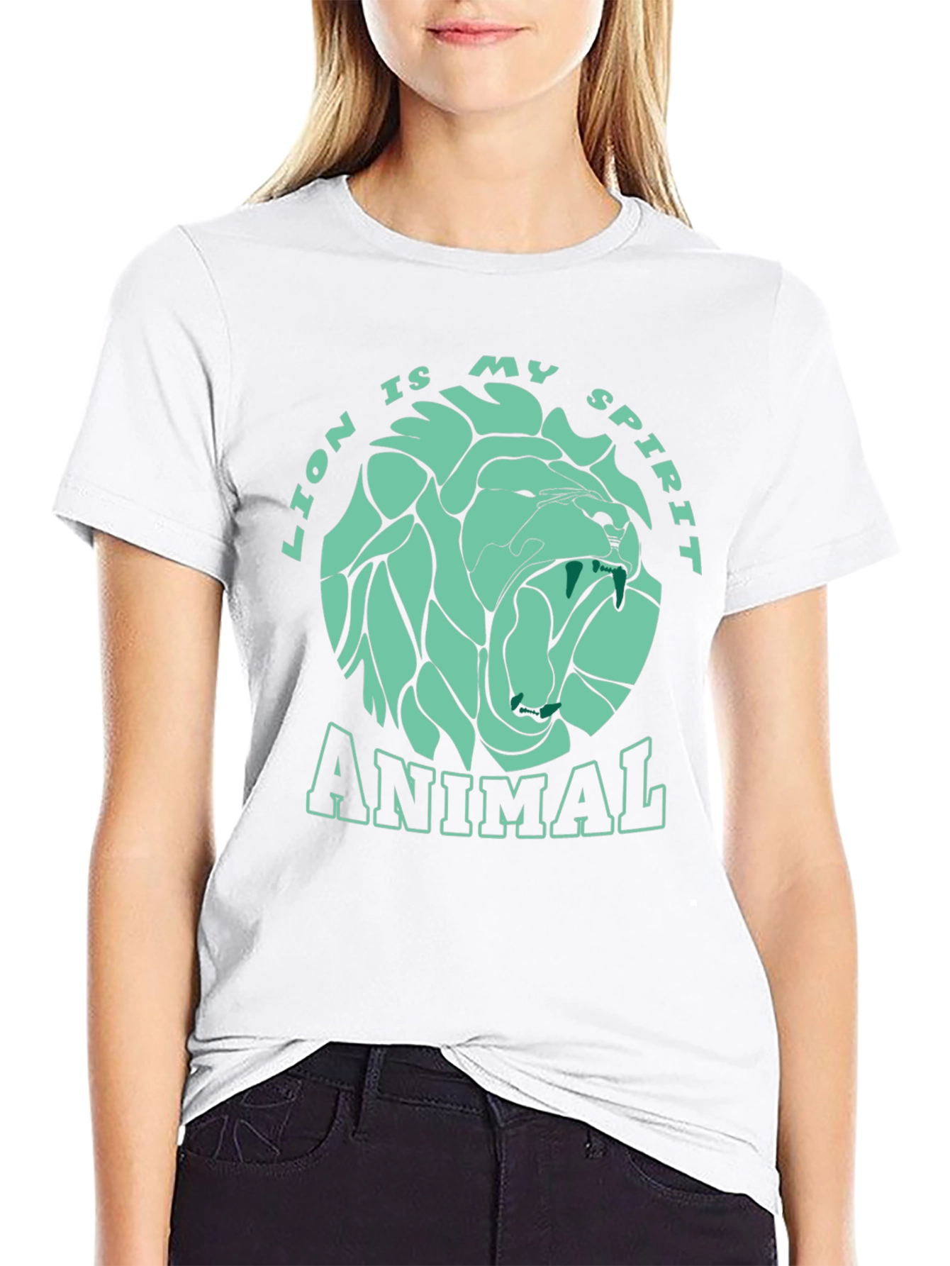 Lion Spirit Animal Graphic T-Shirt - Black