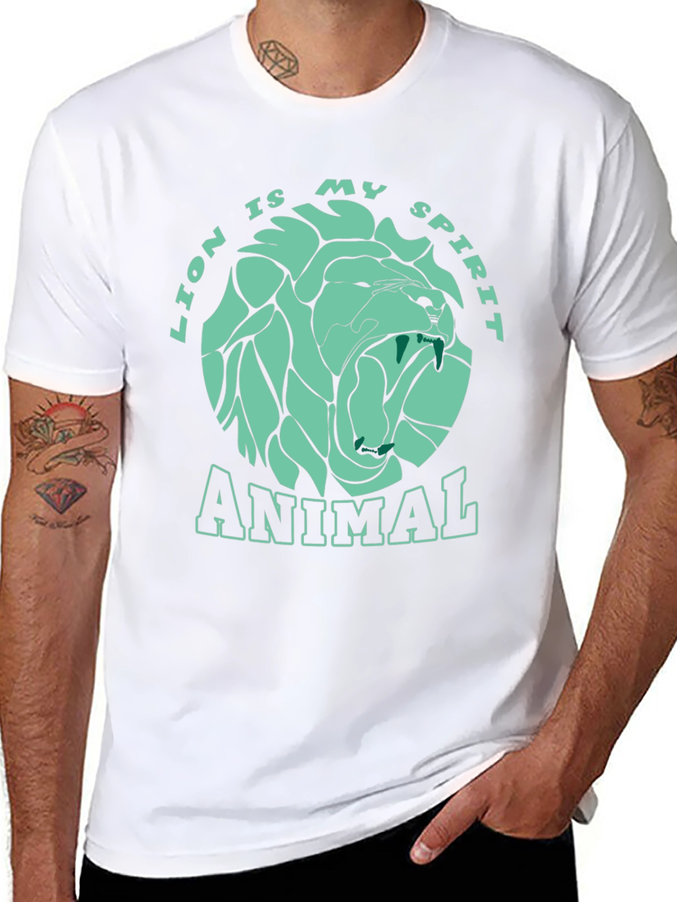 Lion Spirit Animal Graphic T-Shirt - Black