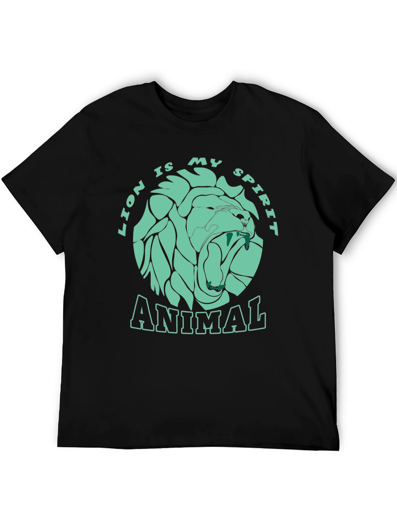 Lion Spirit Animal Graphic T-Shirt - Black