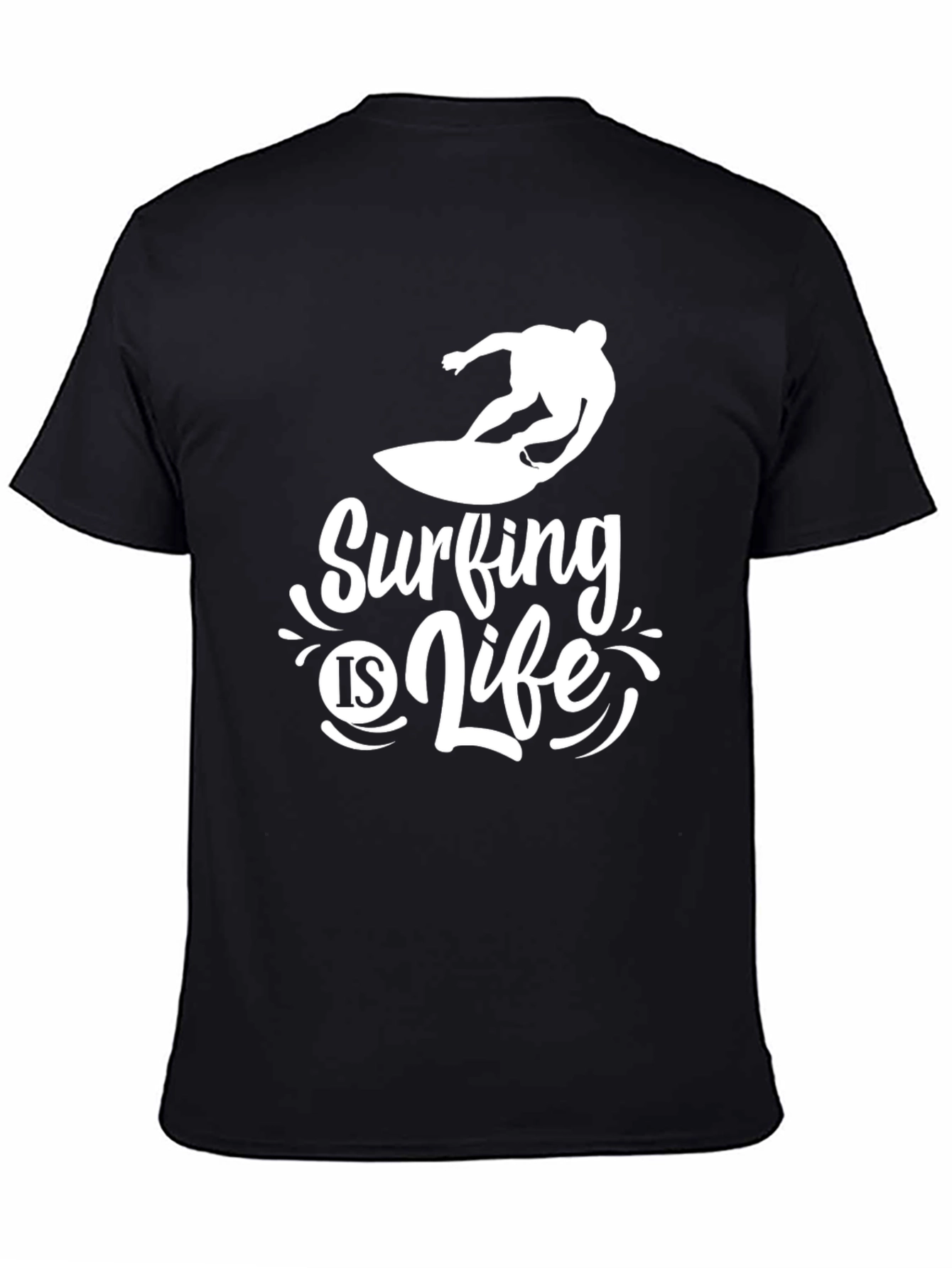 Surfing is Life Tee - Black Graphic T-Shirt