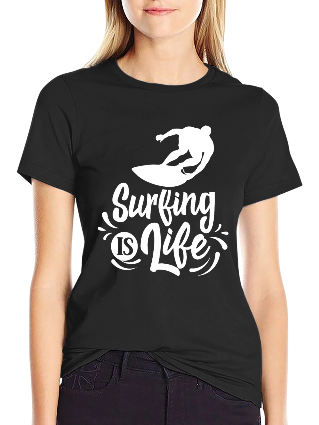 Surfing is Life Tee - Black Graphic T-Shirt