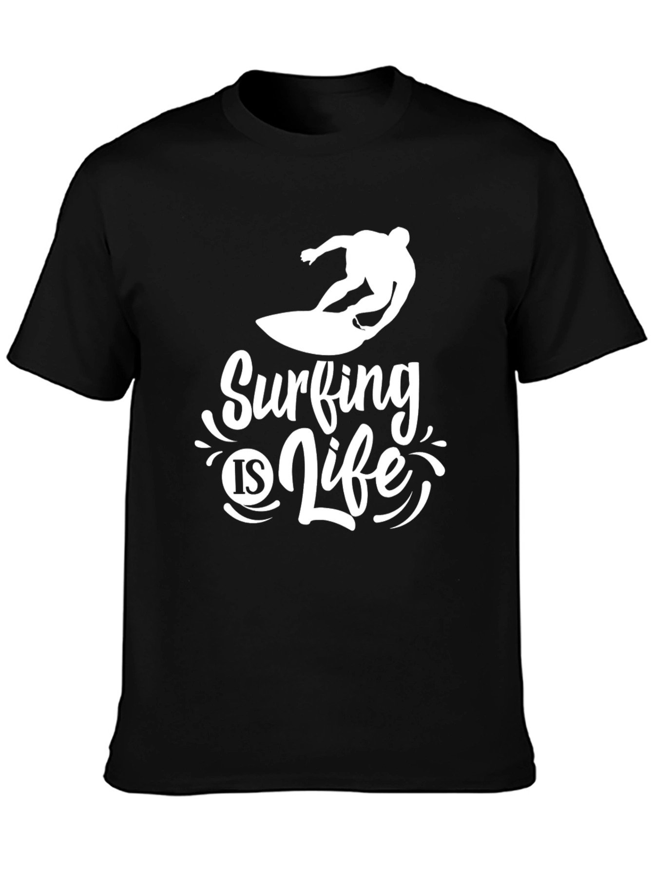 Surfing is Life Tee - Black Graphic T-Shirt
