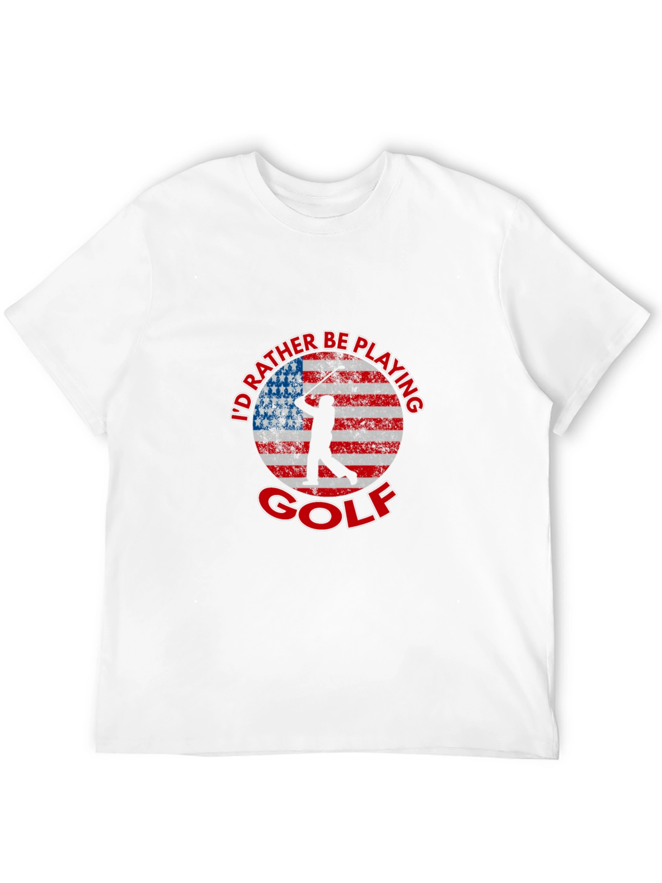 Id Rather Be Playing Golf American Flag T-Shirt