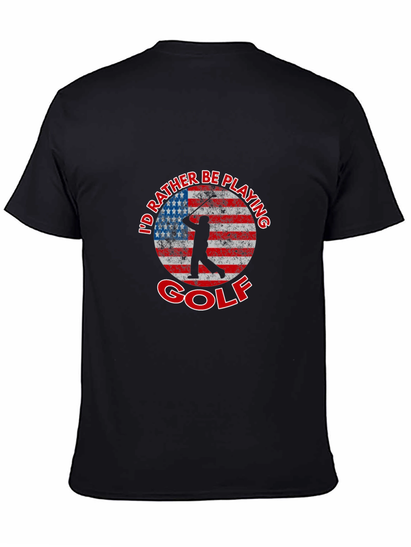 Id Rather Be Playing Golf American Flag T-Shirt