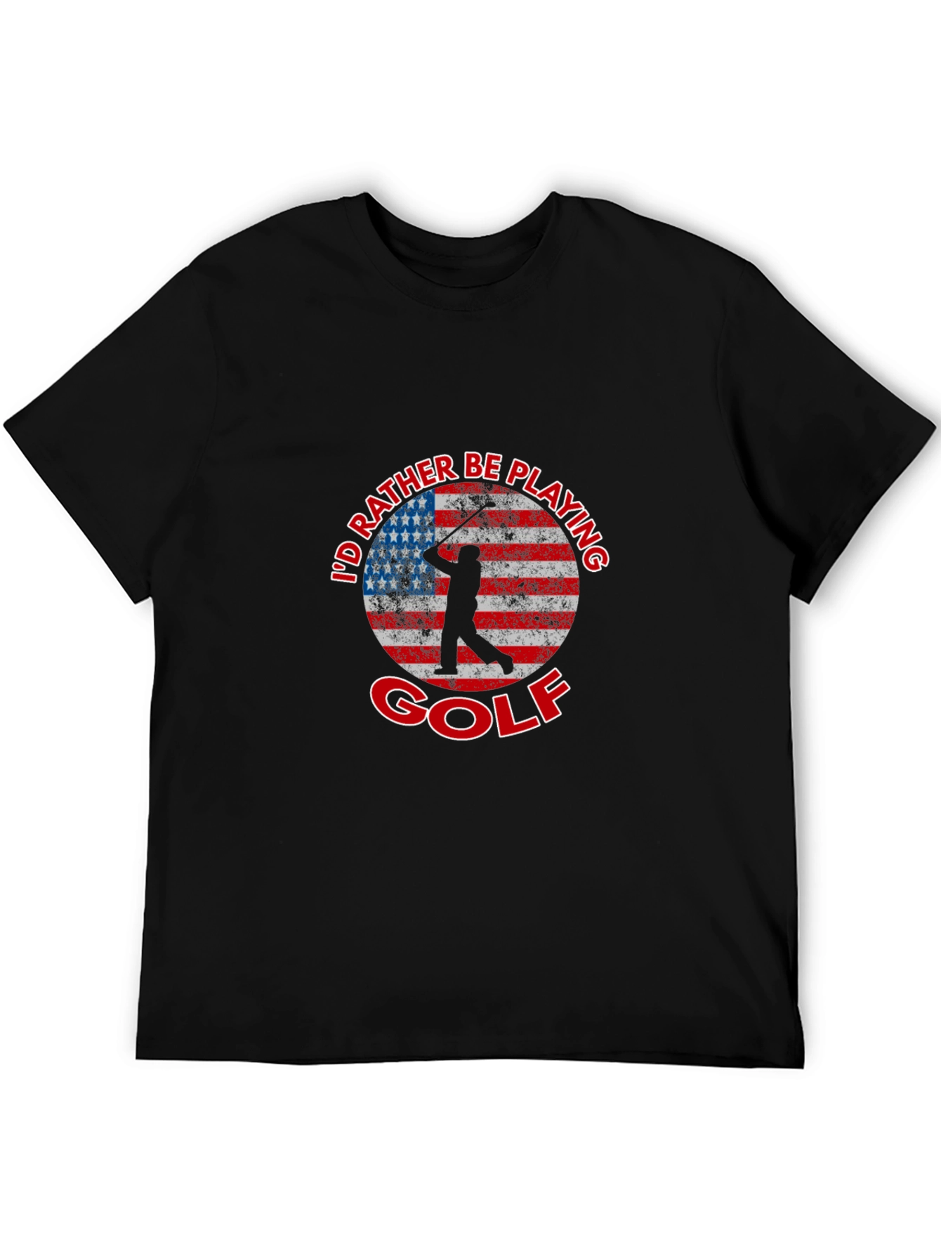 Id Rather Be Playing Golf American Flag T-Shirt