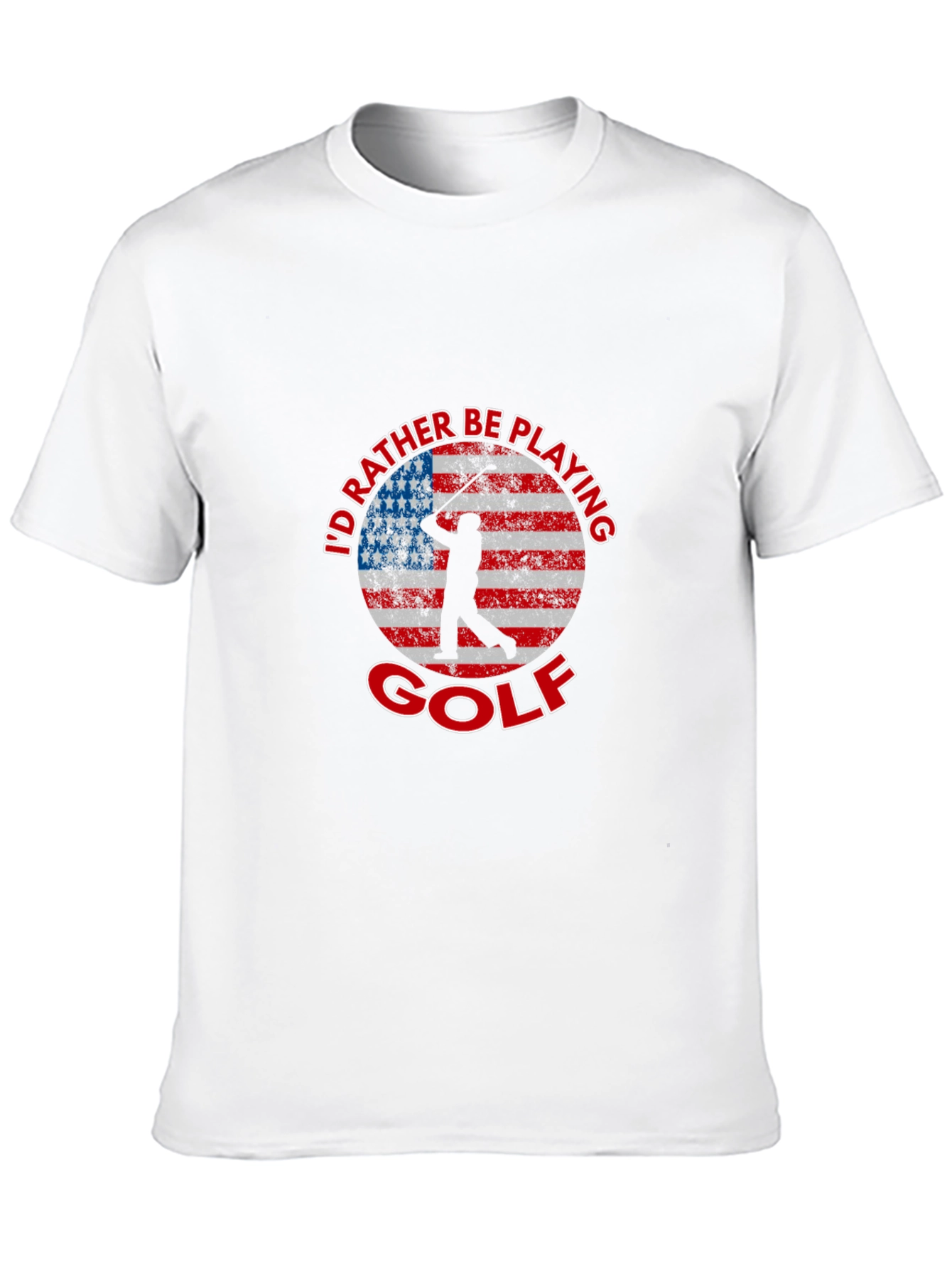 Id Rather Be Playing Golf American Flag T-Shirt