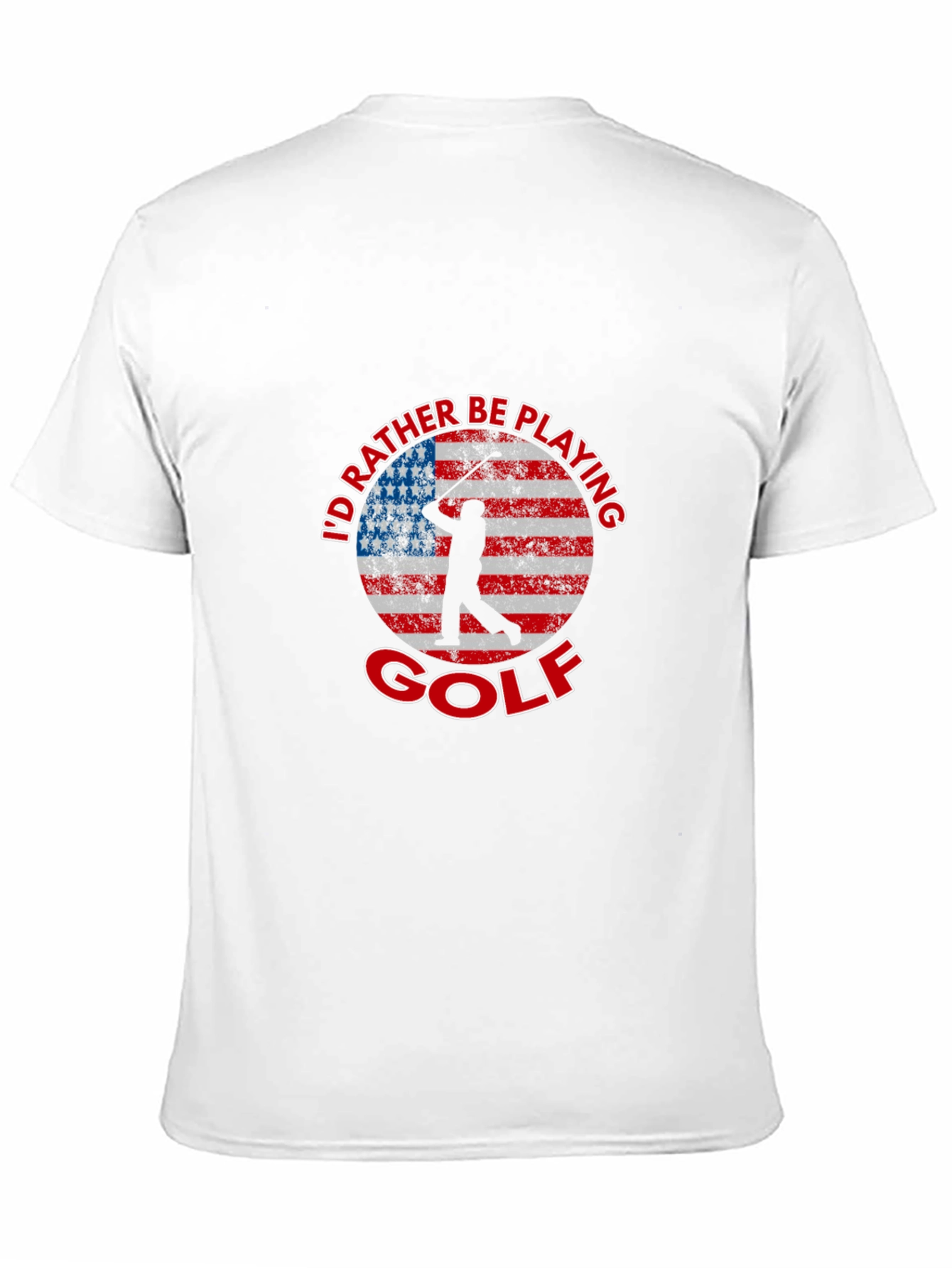 Id Rather Be Playing Golf American Flag T-Shirt