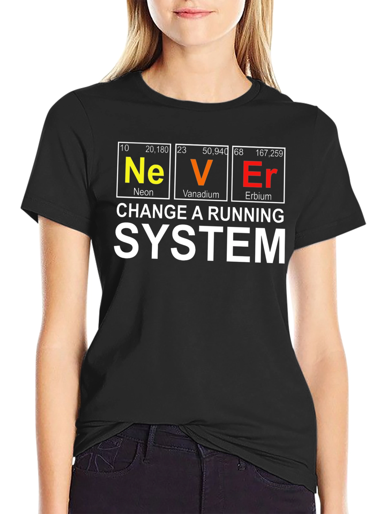 Never Change a Running System Periodic Table T-Shirt