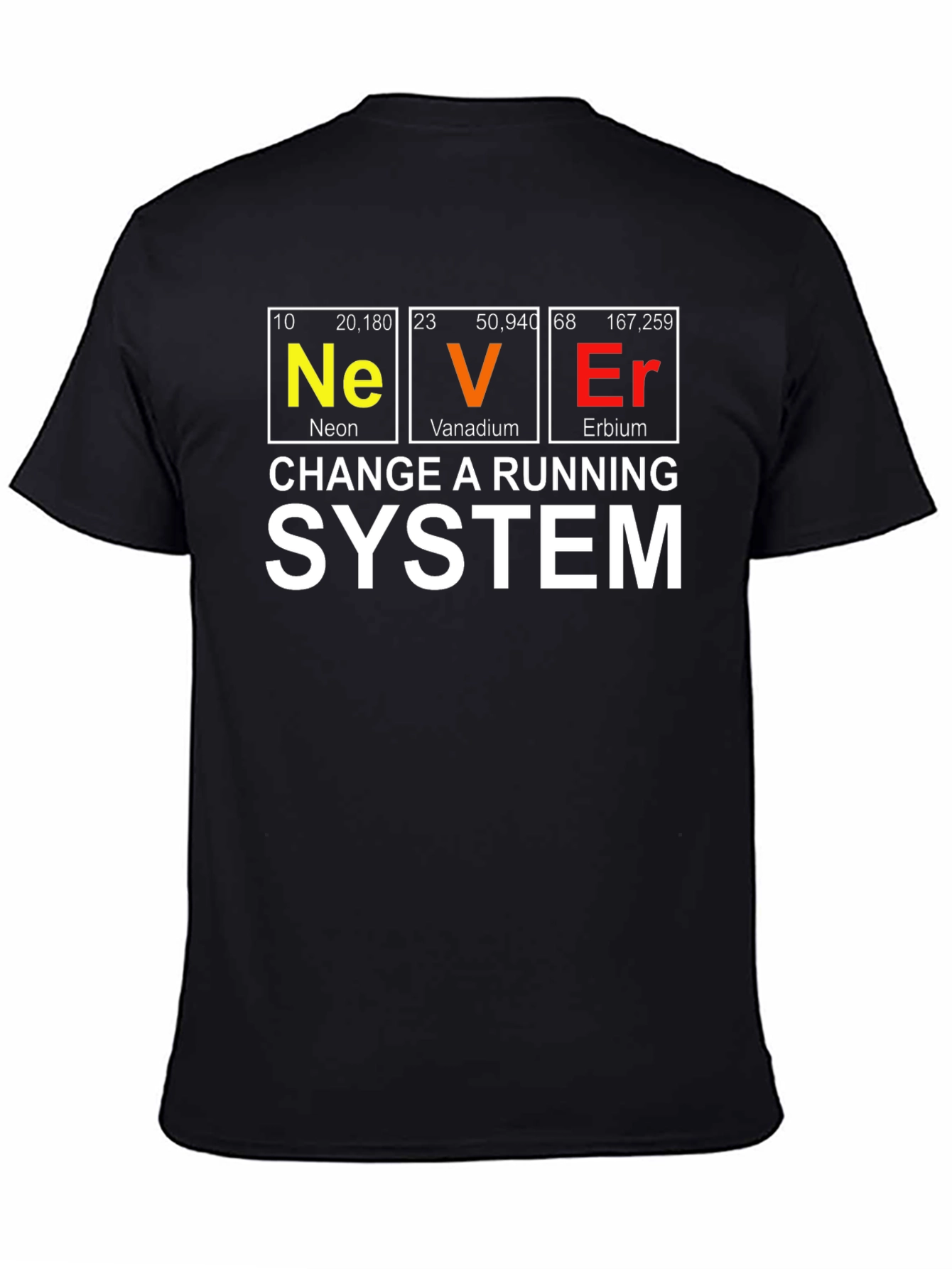 Never Change a Running System Periodic Table T-Shirt