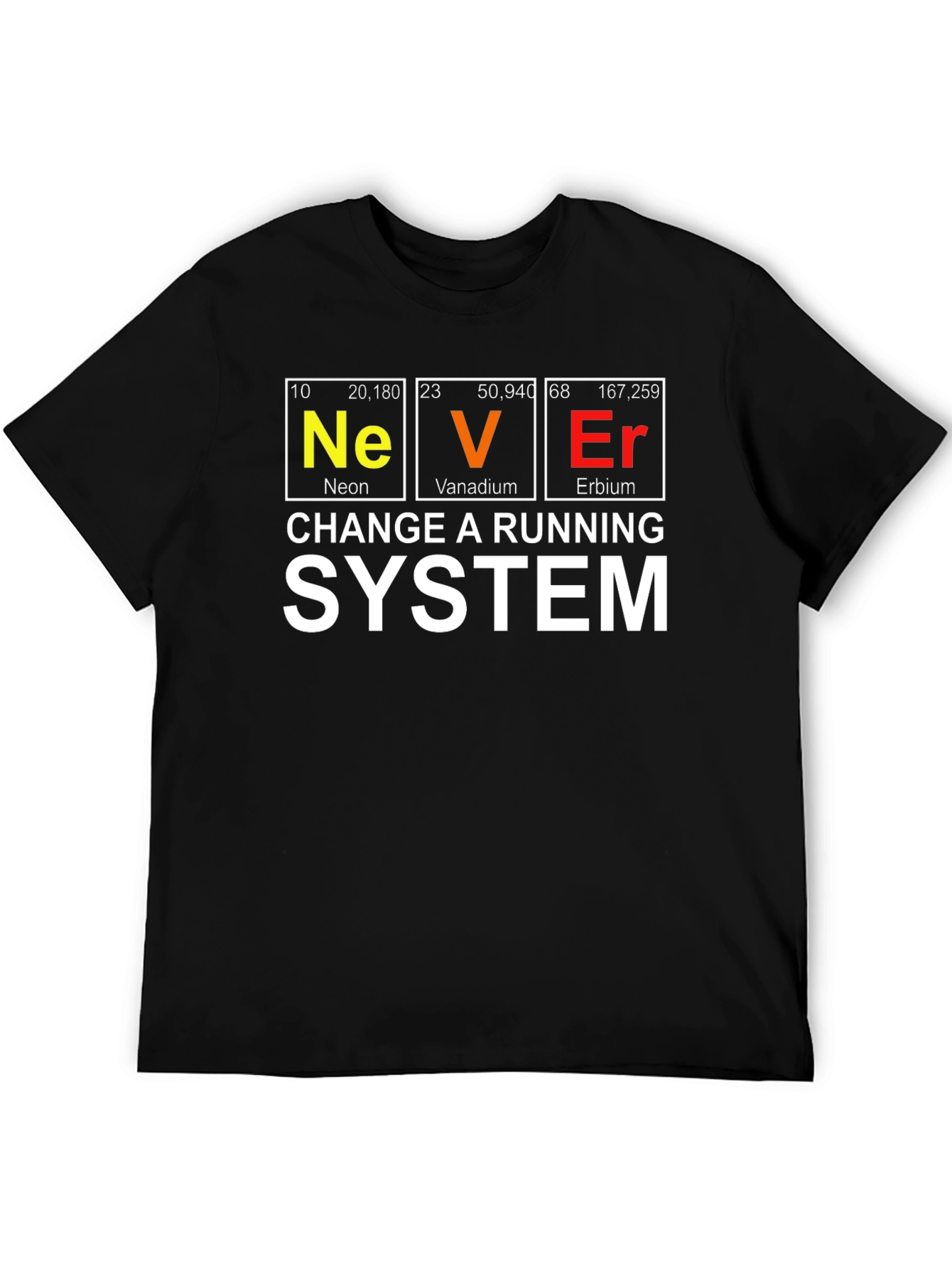 Never Change a Running System Periodic Table T-Shirt