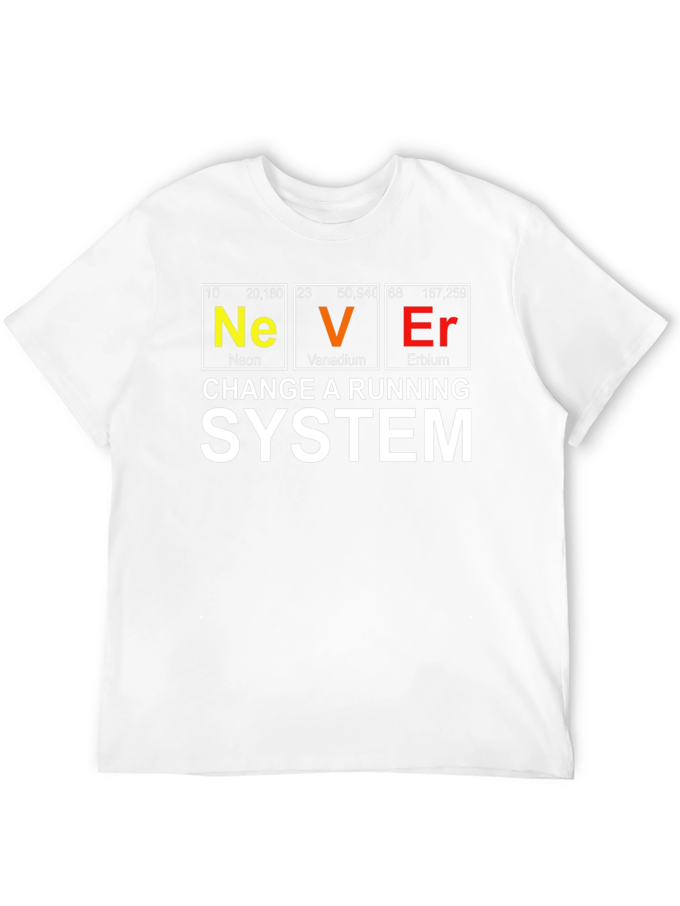 Never Change a Running System Periodic Table T-Shirt