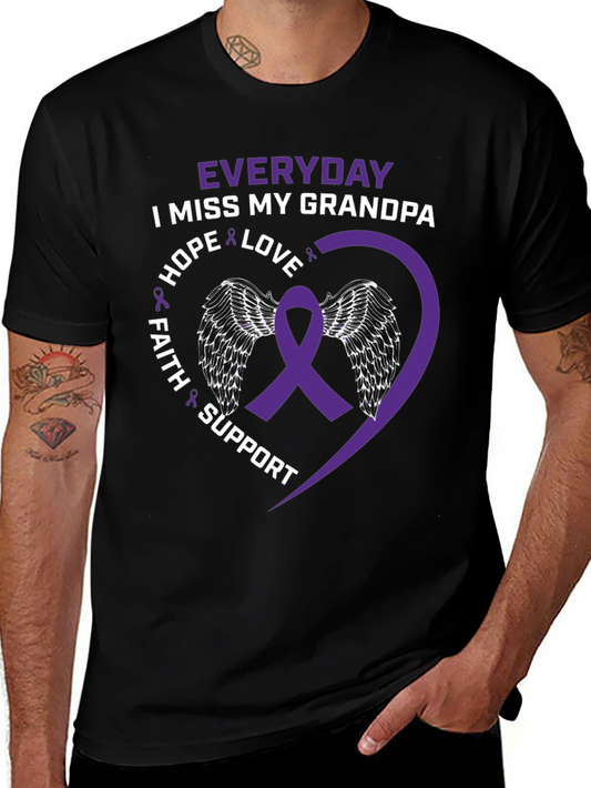 Everyday I Miss My Grandpa T-Shirt Purple Ribbon Wings