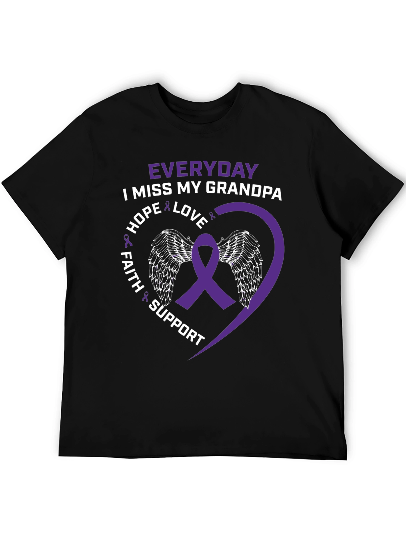 Everyday I Miss My Grandpa T-Shirt Purple Ribbon Wings