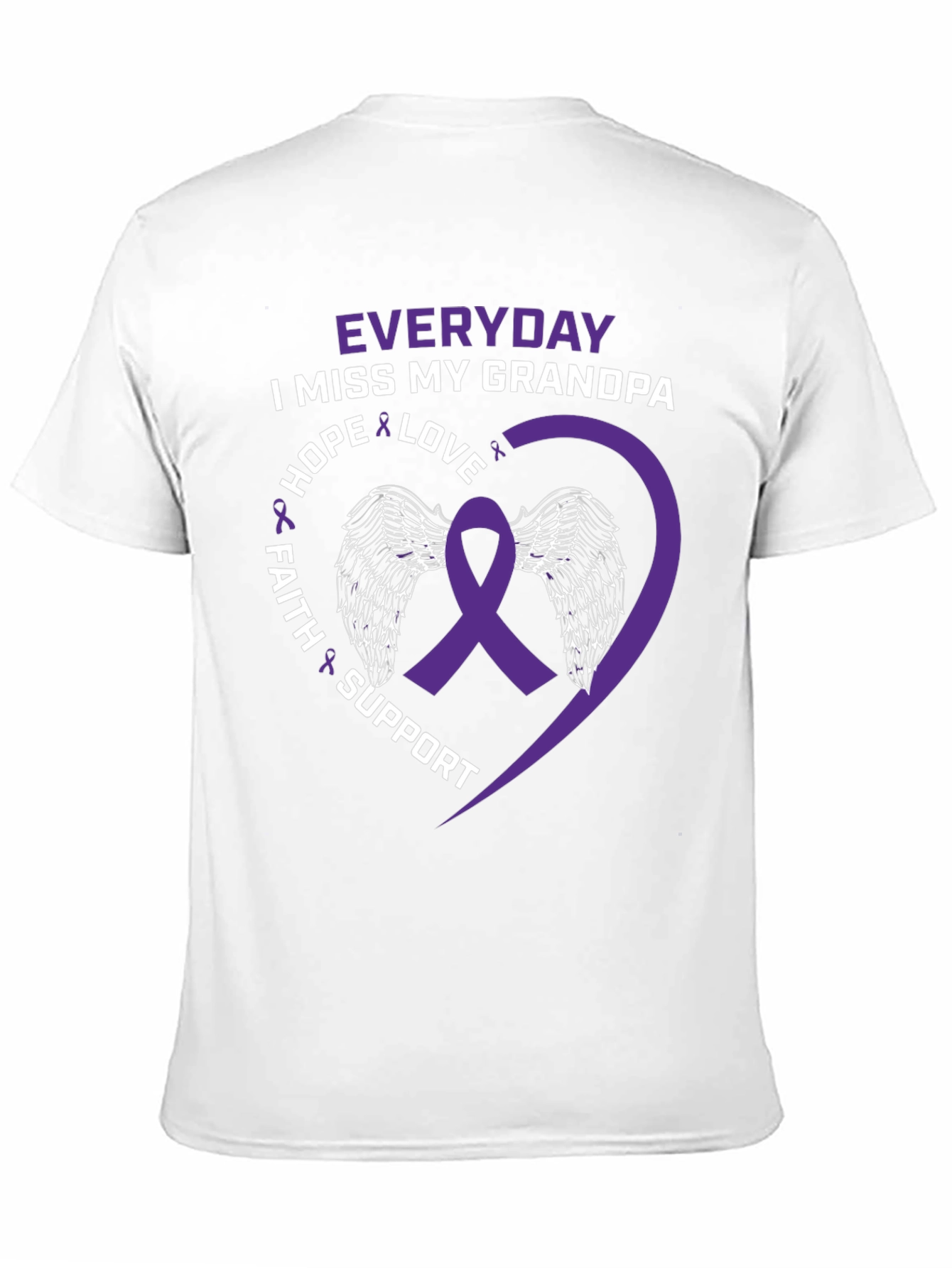 Everyday I Miss My Grandpa T-Shirt Purple Ribbon Wings