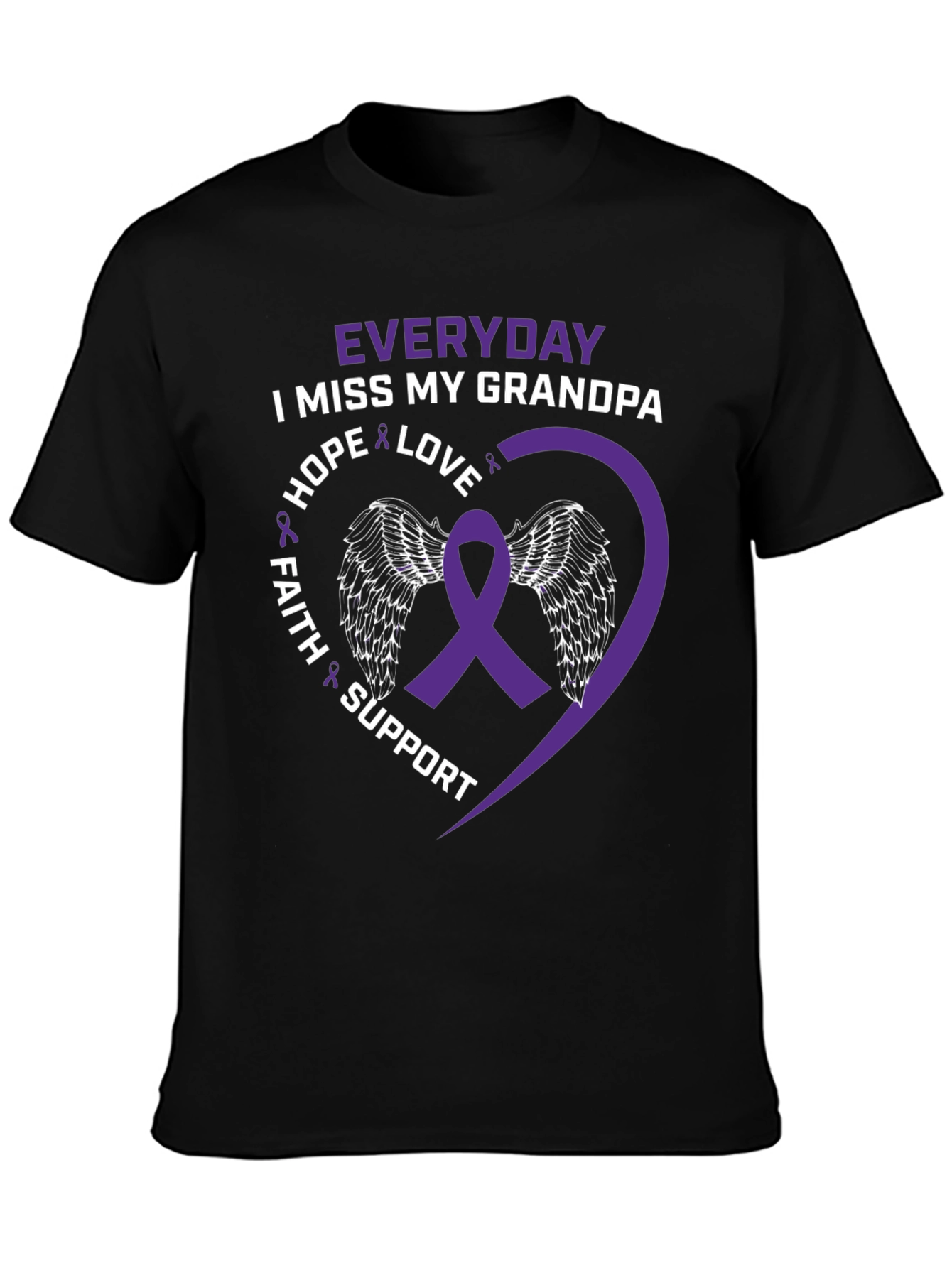 Everyday I Miss My Grandpa T-Shirt Purple Ribbon Wings