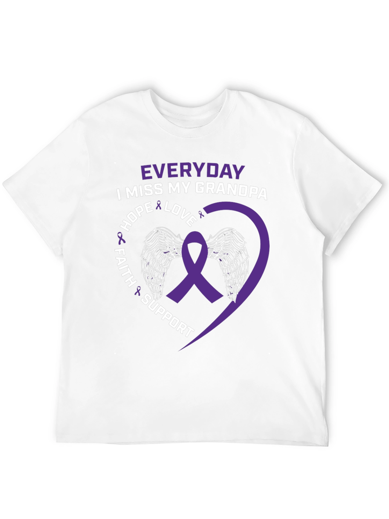 Everyday I Miss My Grandpa T-Shirt Purple Ribbon Wings