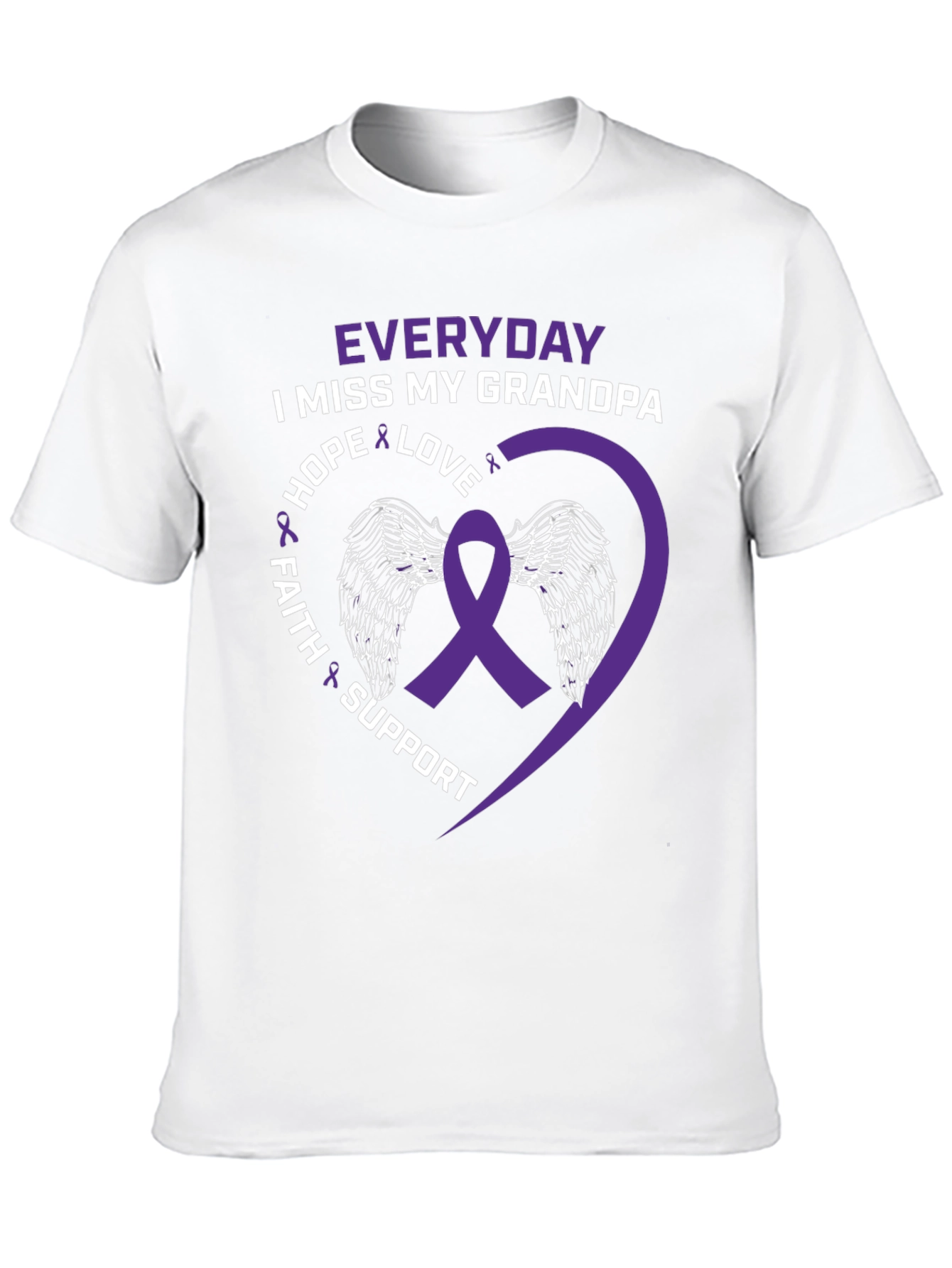 Everyday I Miss My Grandpa T-Shirt Purple Ribbon Wings