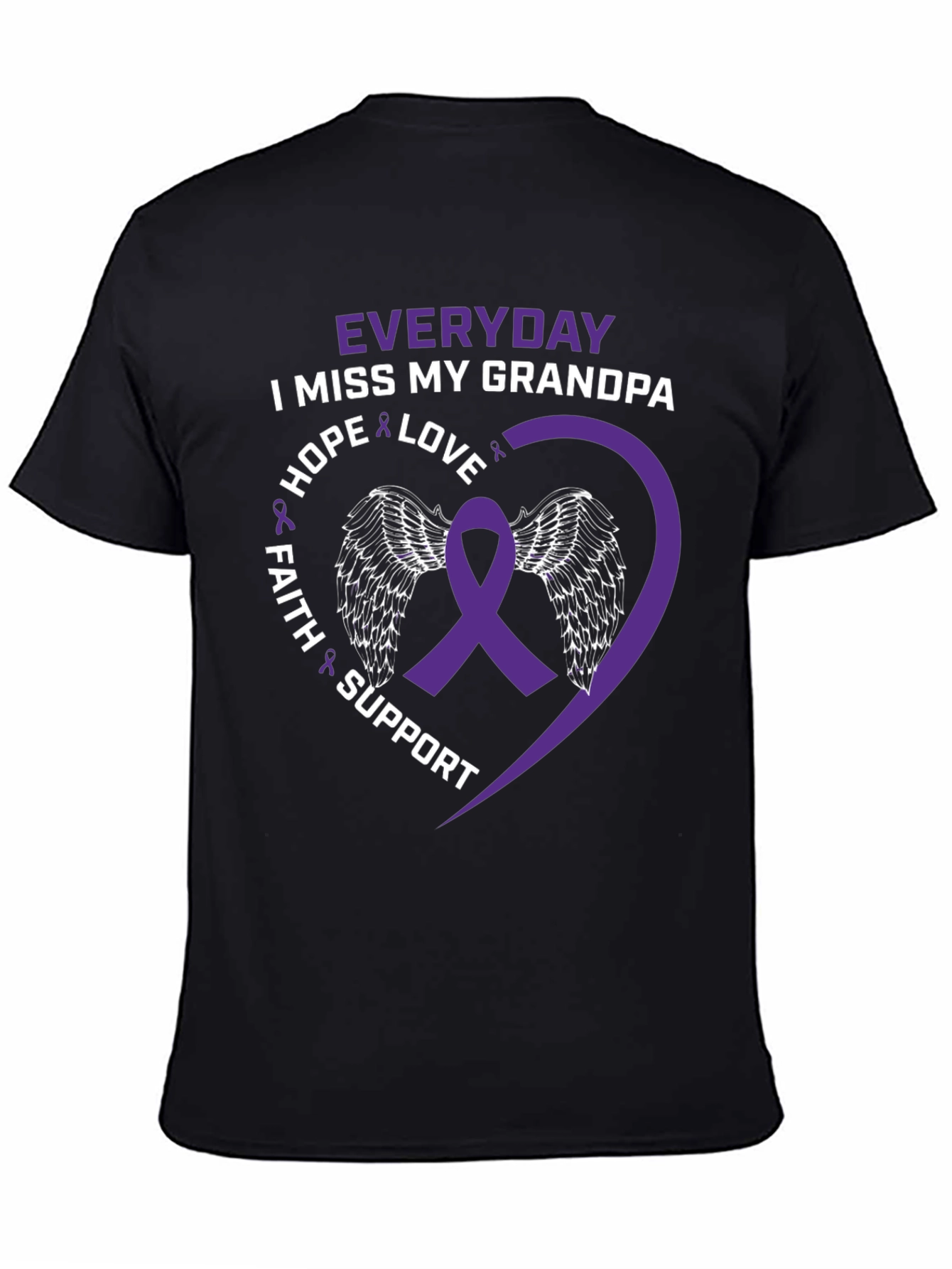 Everyday I Miss My Grandpa T-Shirt Purple Ribbon Wings