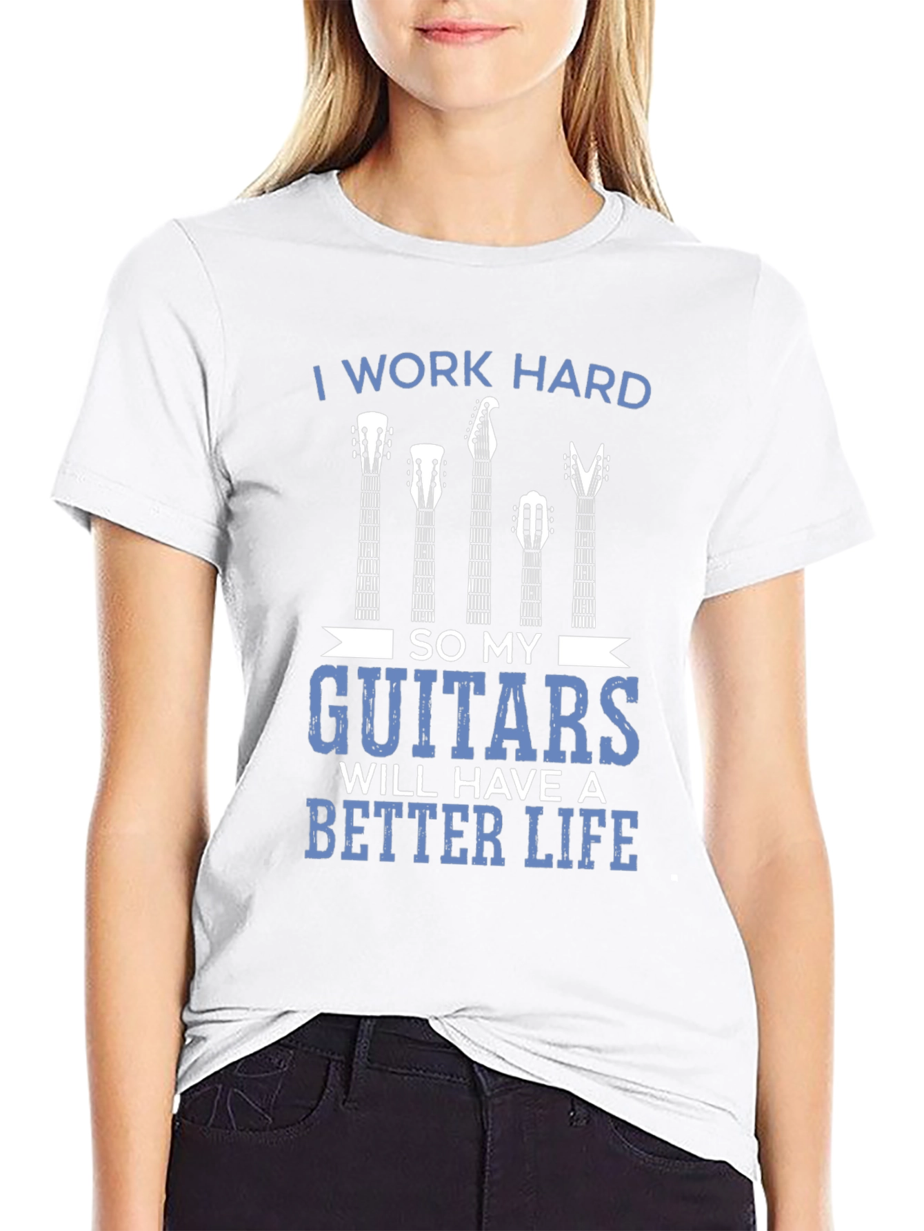 I Work Hard Guitars Graphic Tee