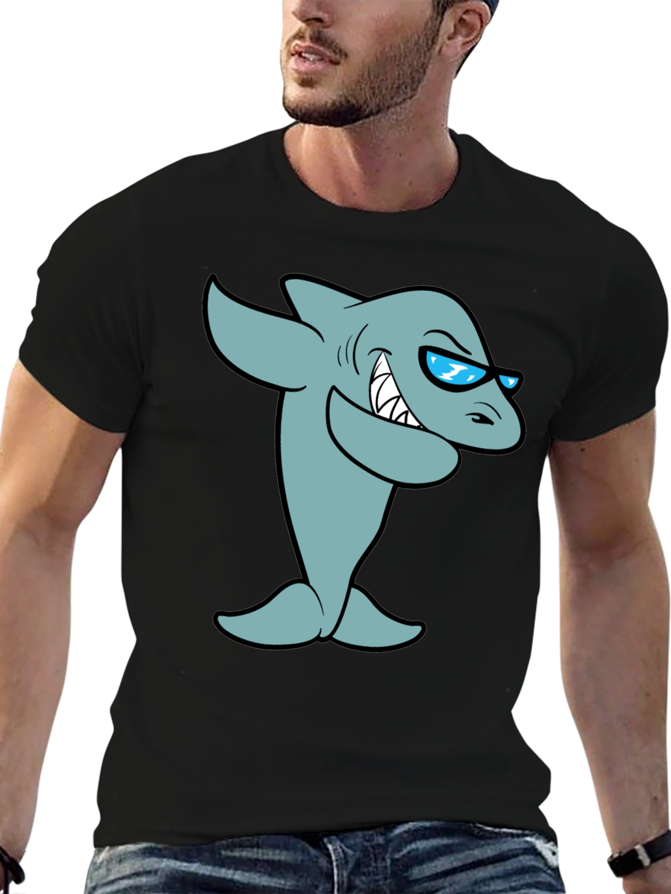 Cool Cartoon Shark Graphic T-Shirt
