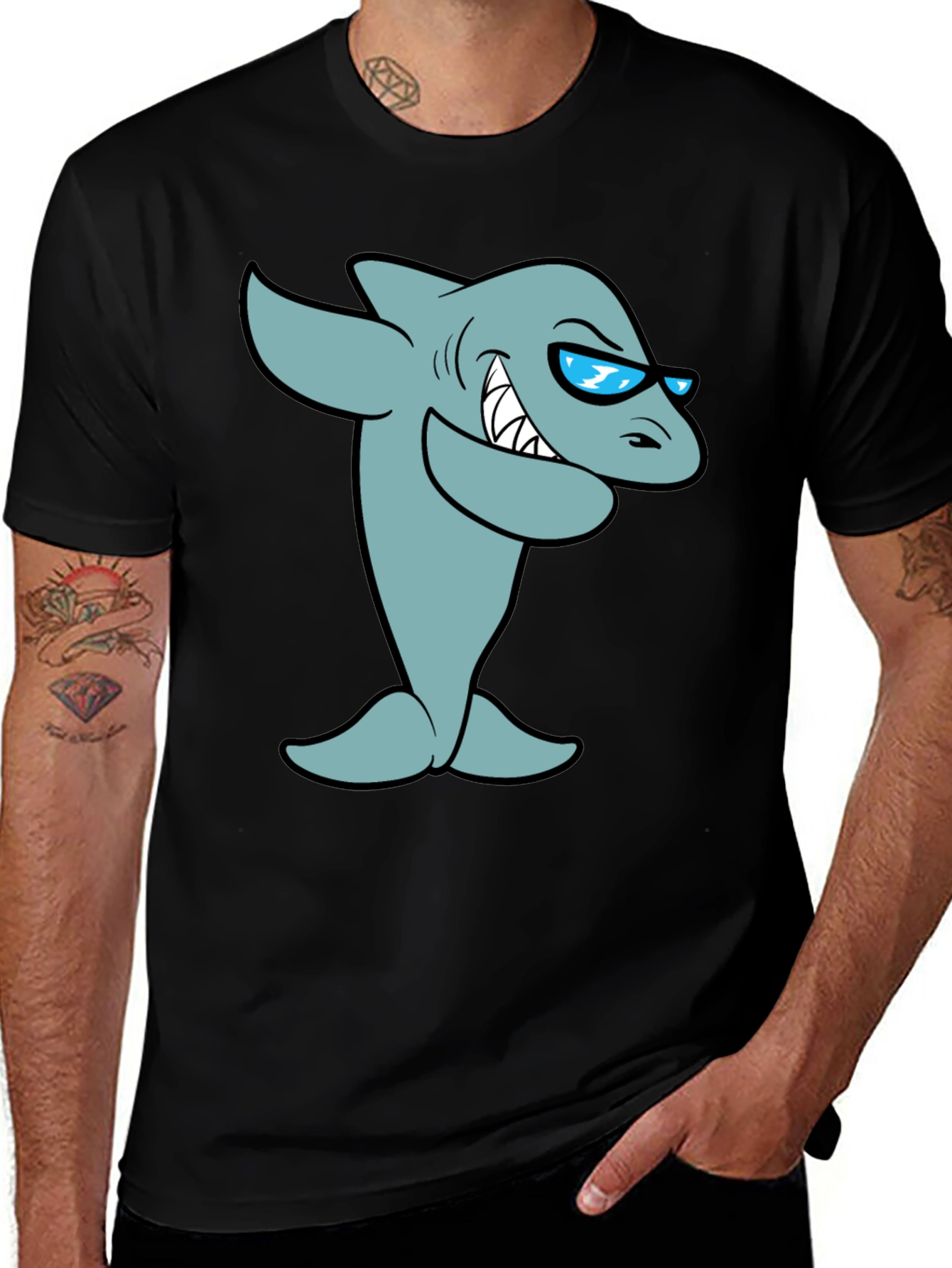 Cool Cartoon Shark Graphic T-Shirt