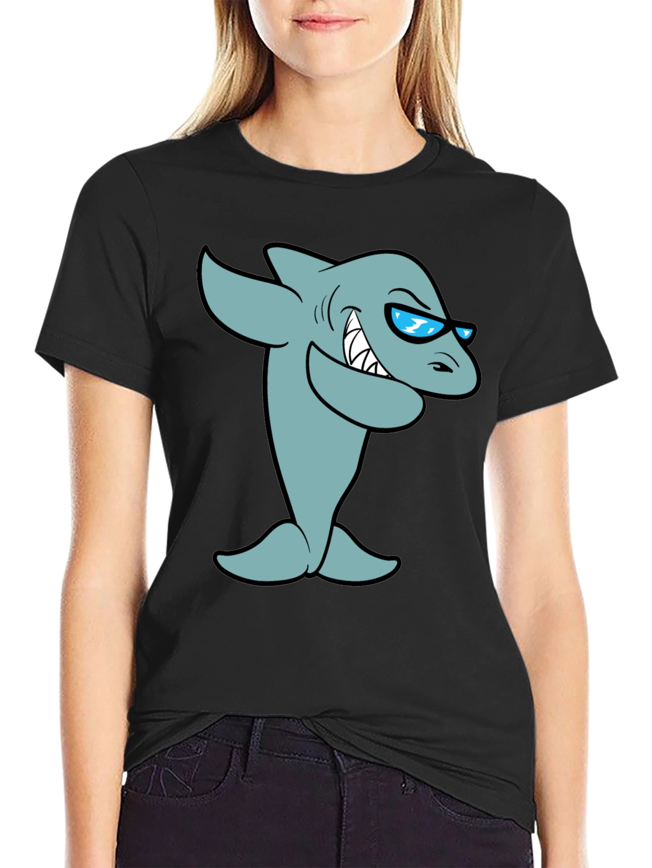 Cool Cartoon Shark Graphic T-Shirt