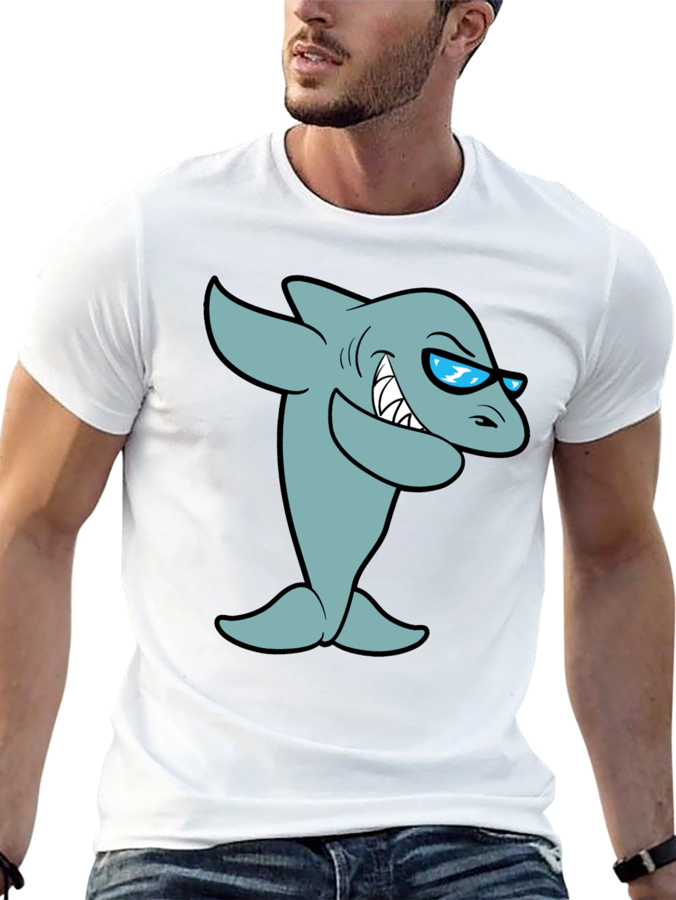 Cool Cartoon Shark Graphic T-Shirt