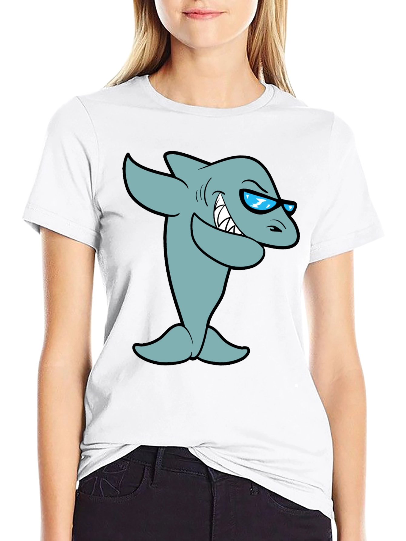 Cool Cartoon Shark Graphic T-Shirt