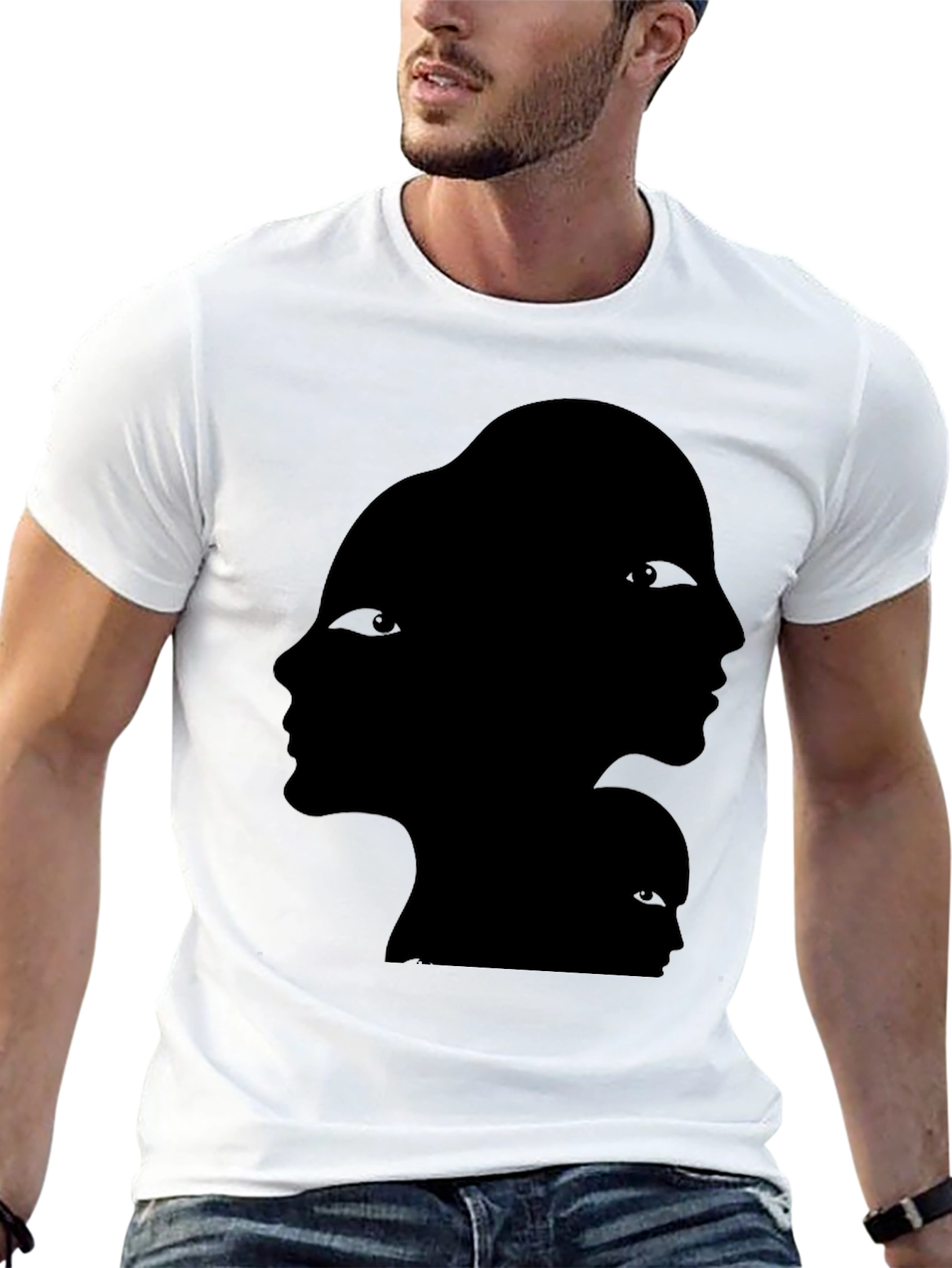 Abstract Faces Graphic Black T-Shirt