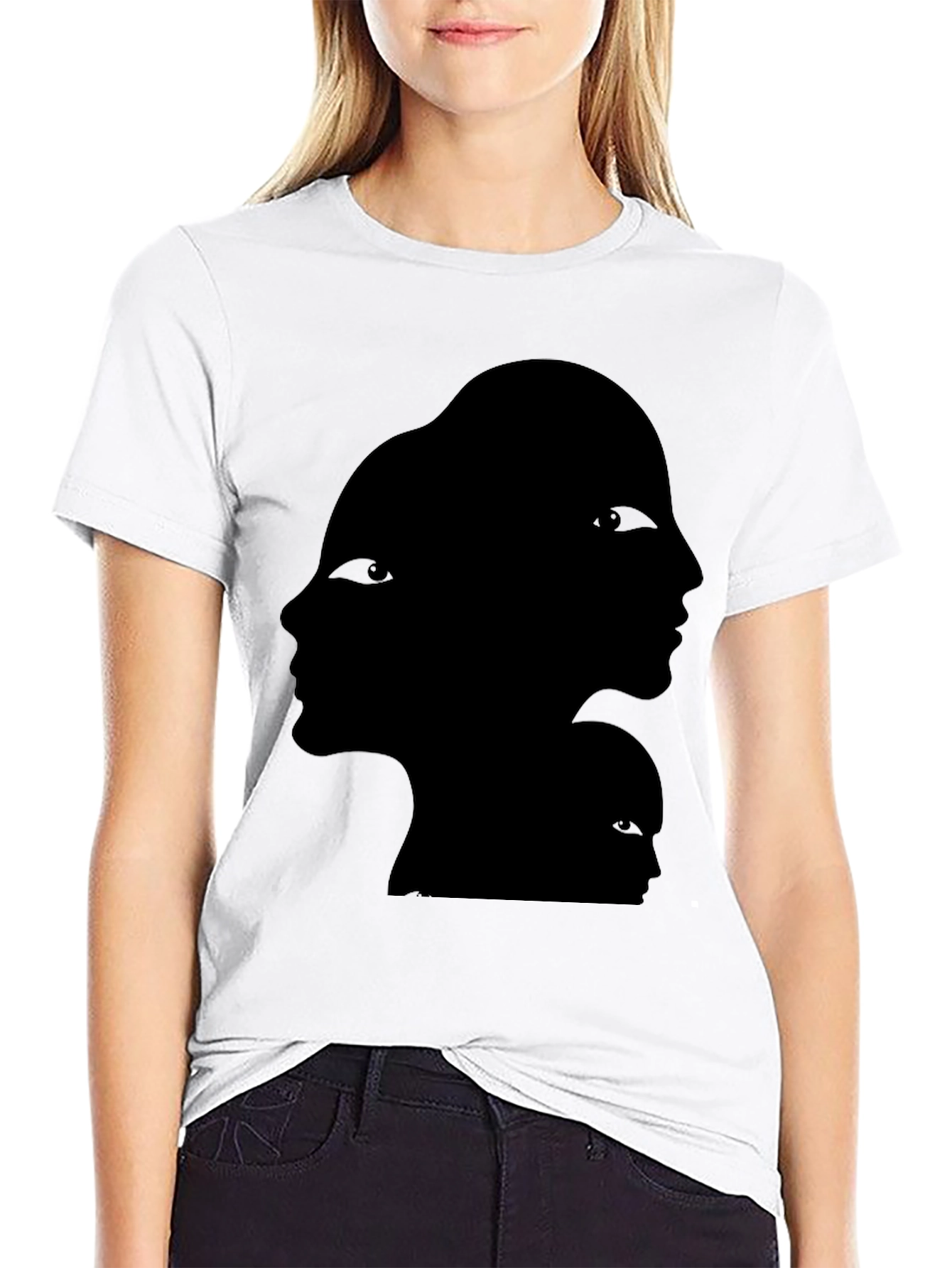 Abstract Faces Graphic Black T-Shirt