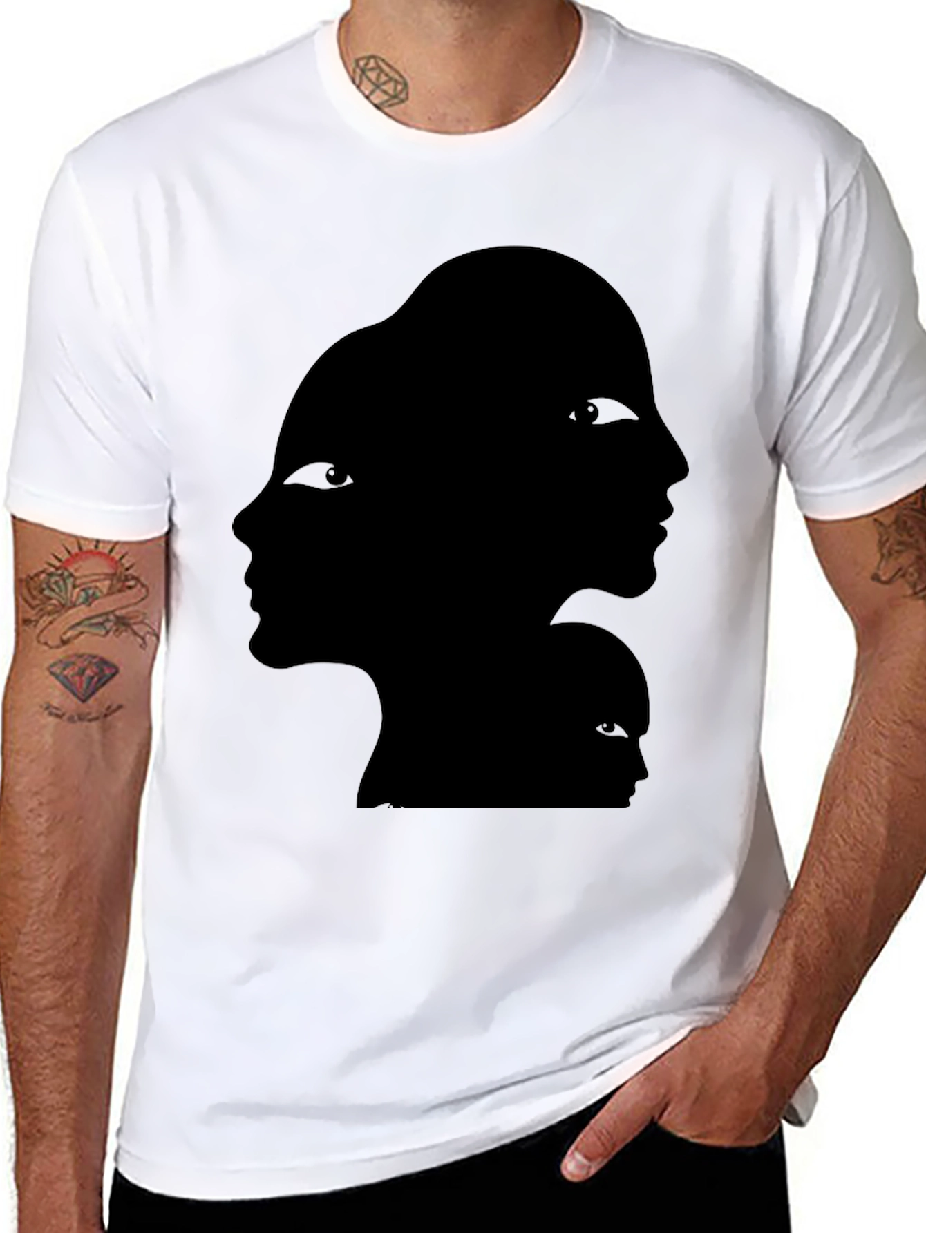 Abstract Faces Graphic Black T-Shirt