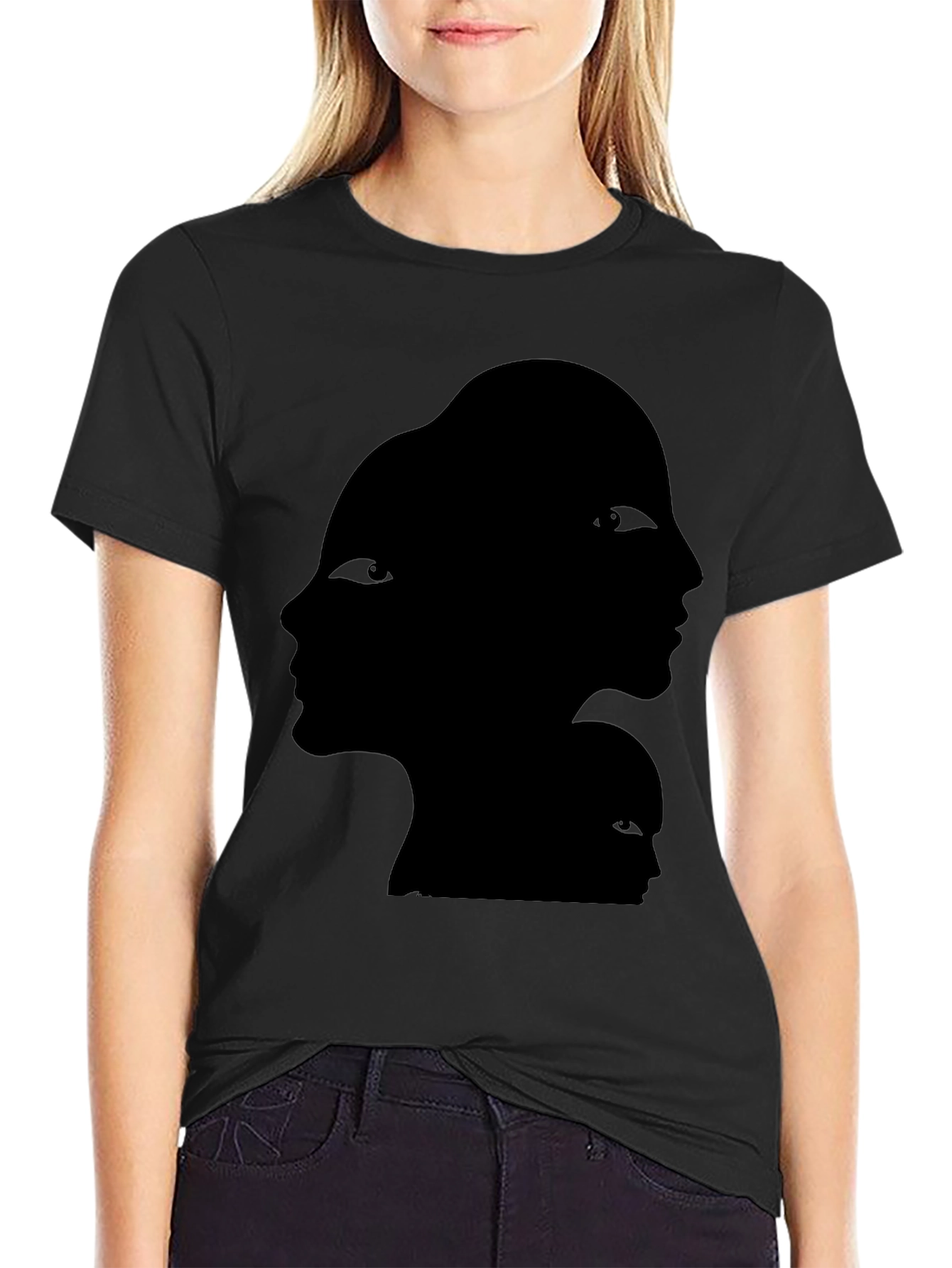 Abstract Faces Graphic Black T-Shirt