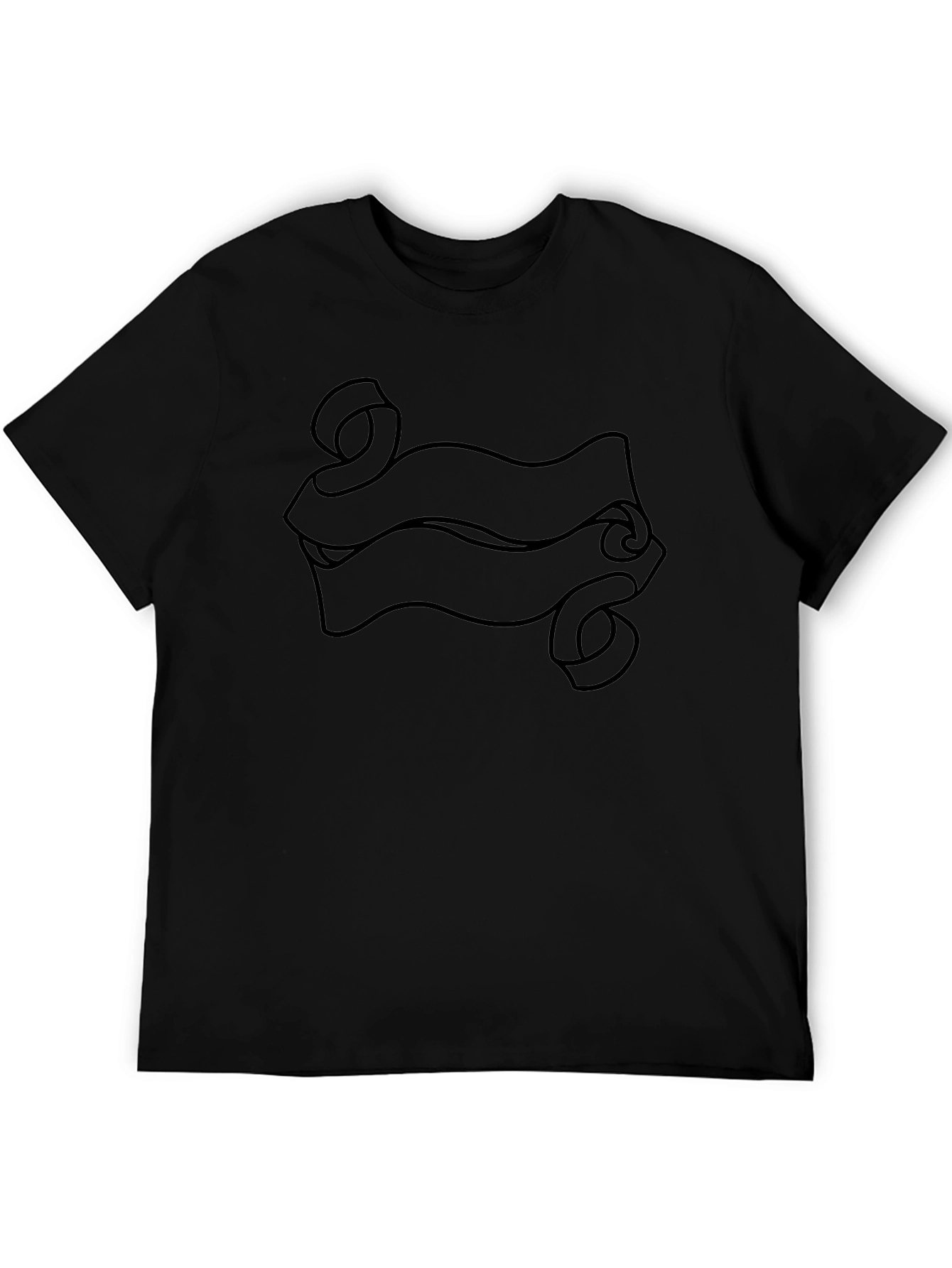 Black T-Shirt with Scroll Banner Design