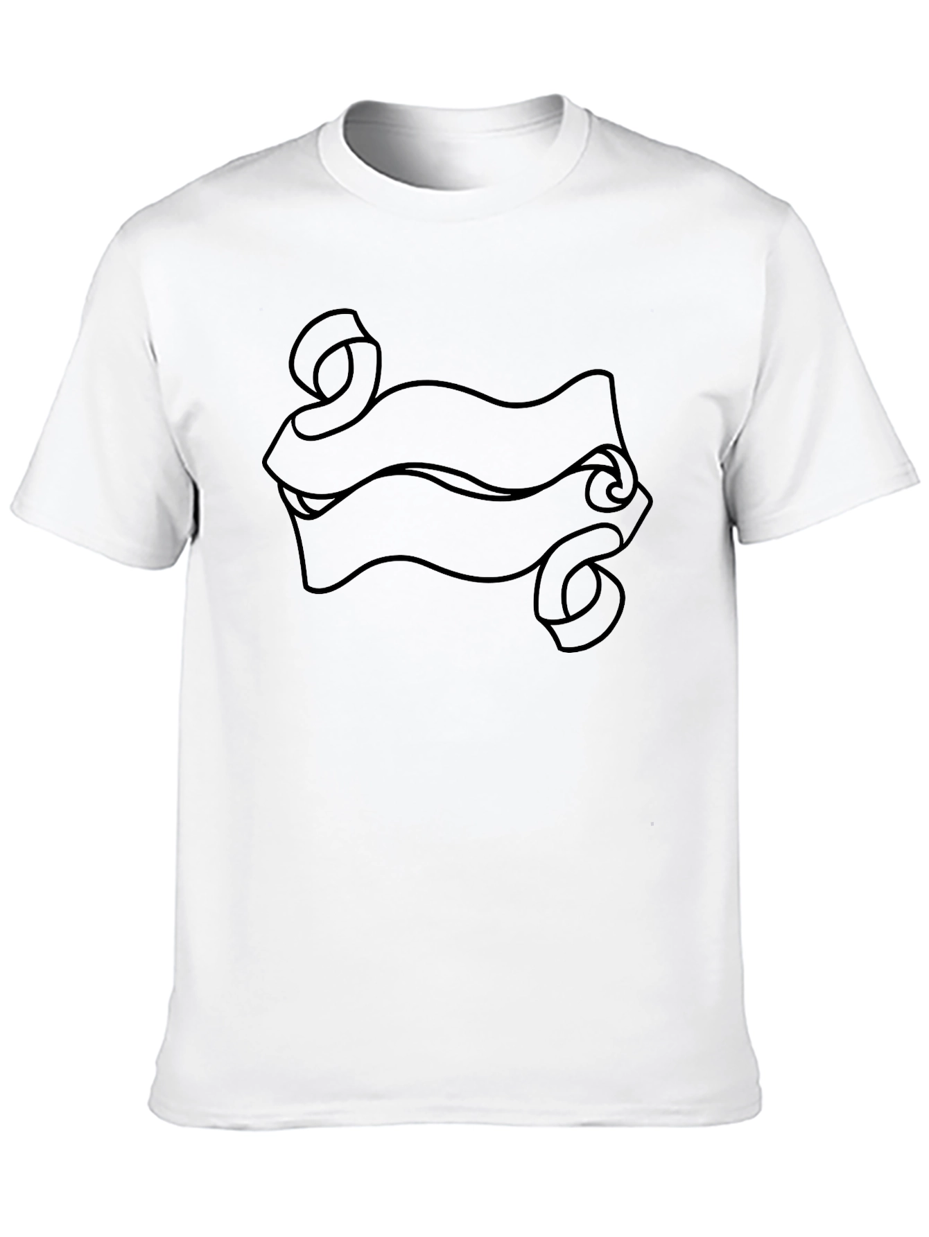 Black T-Shirt with Scroll Banner Design