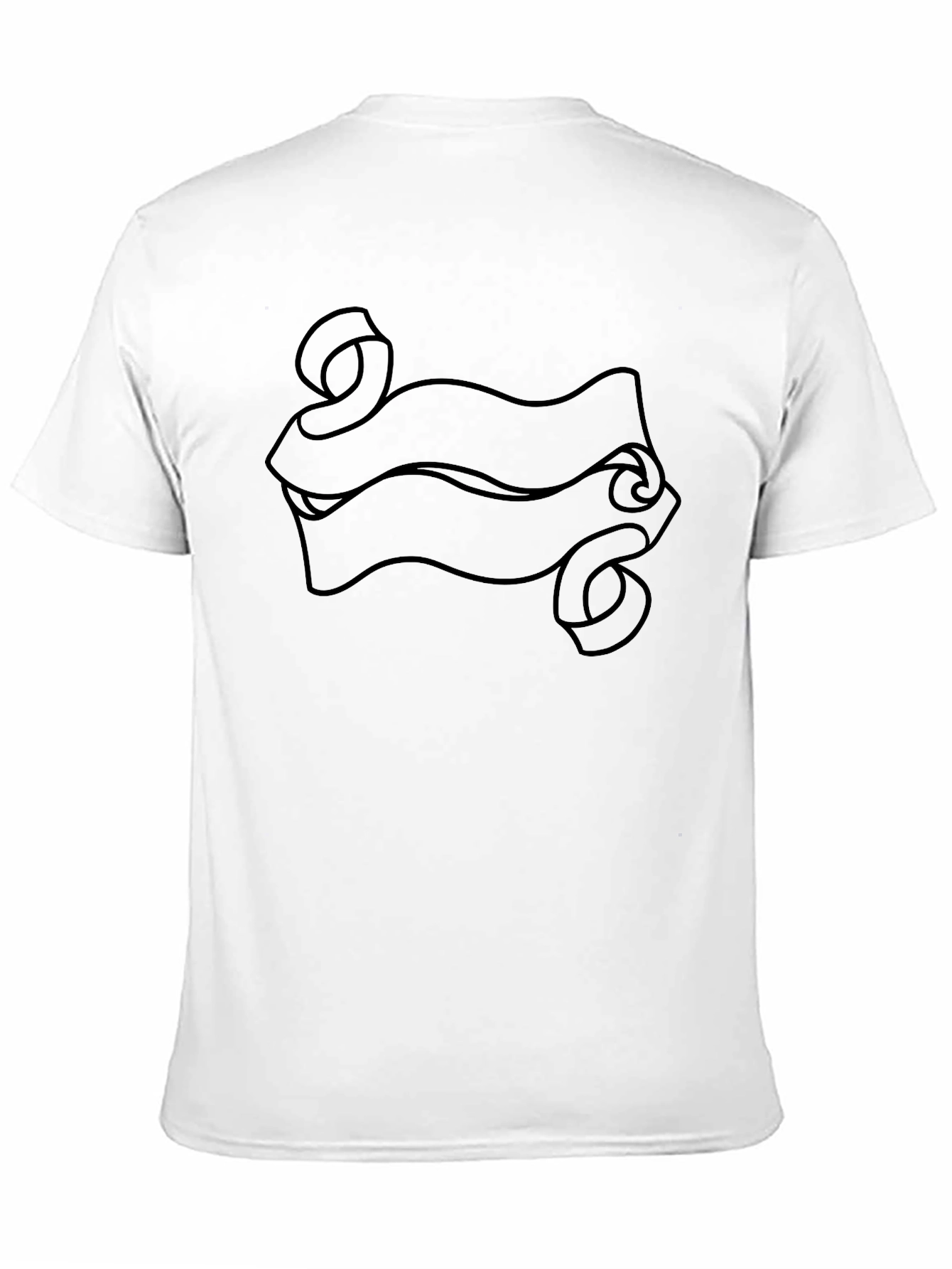 Black T-Shirt with Scroll Banner Design