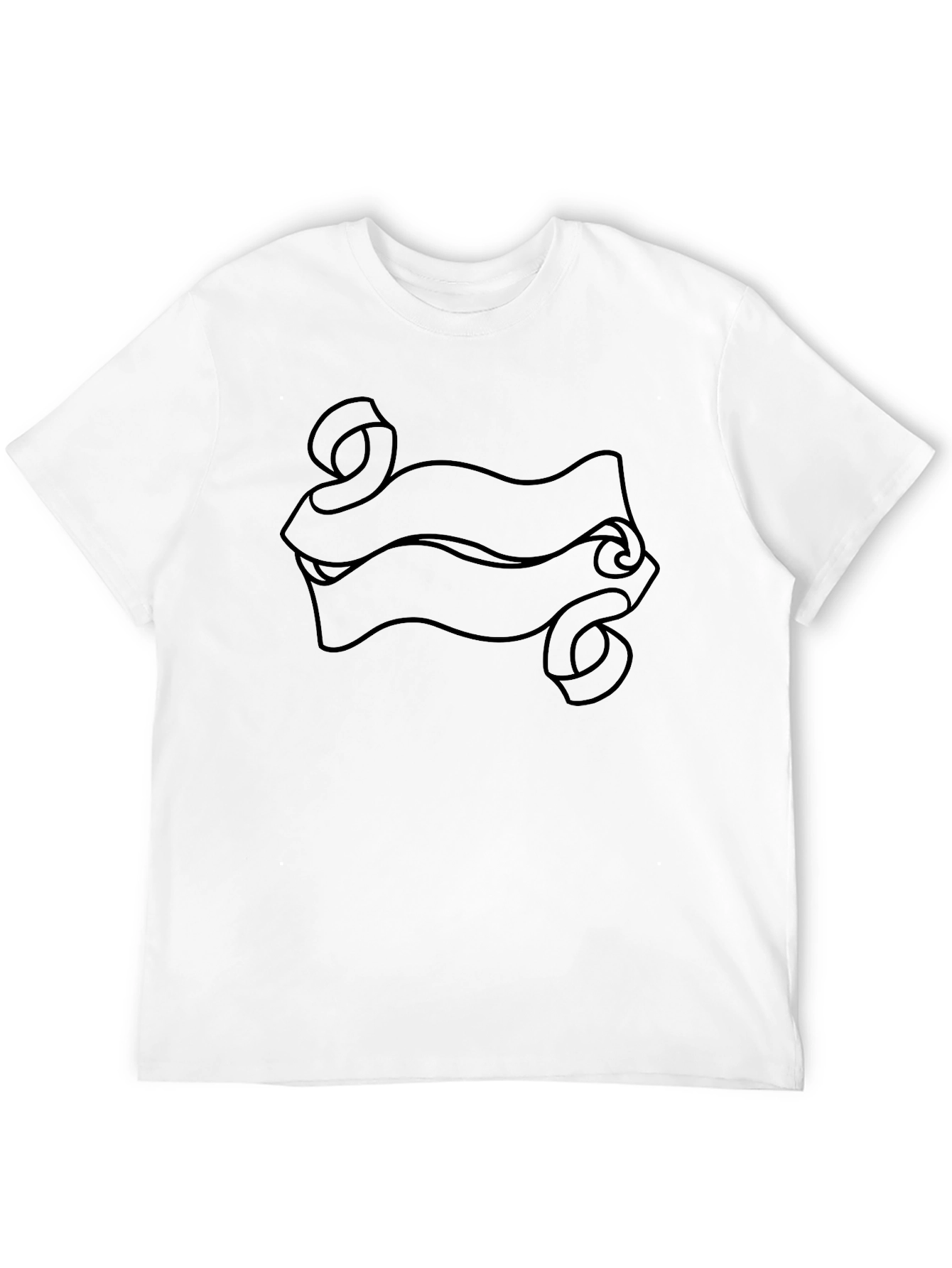 Black T-Shirt with Scroll Banner Design