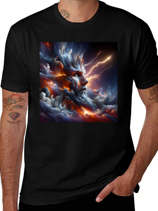 Storm God Graphic Print Black T-Shirt