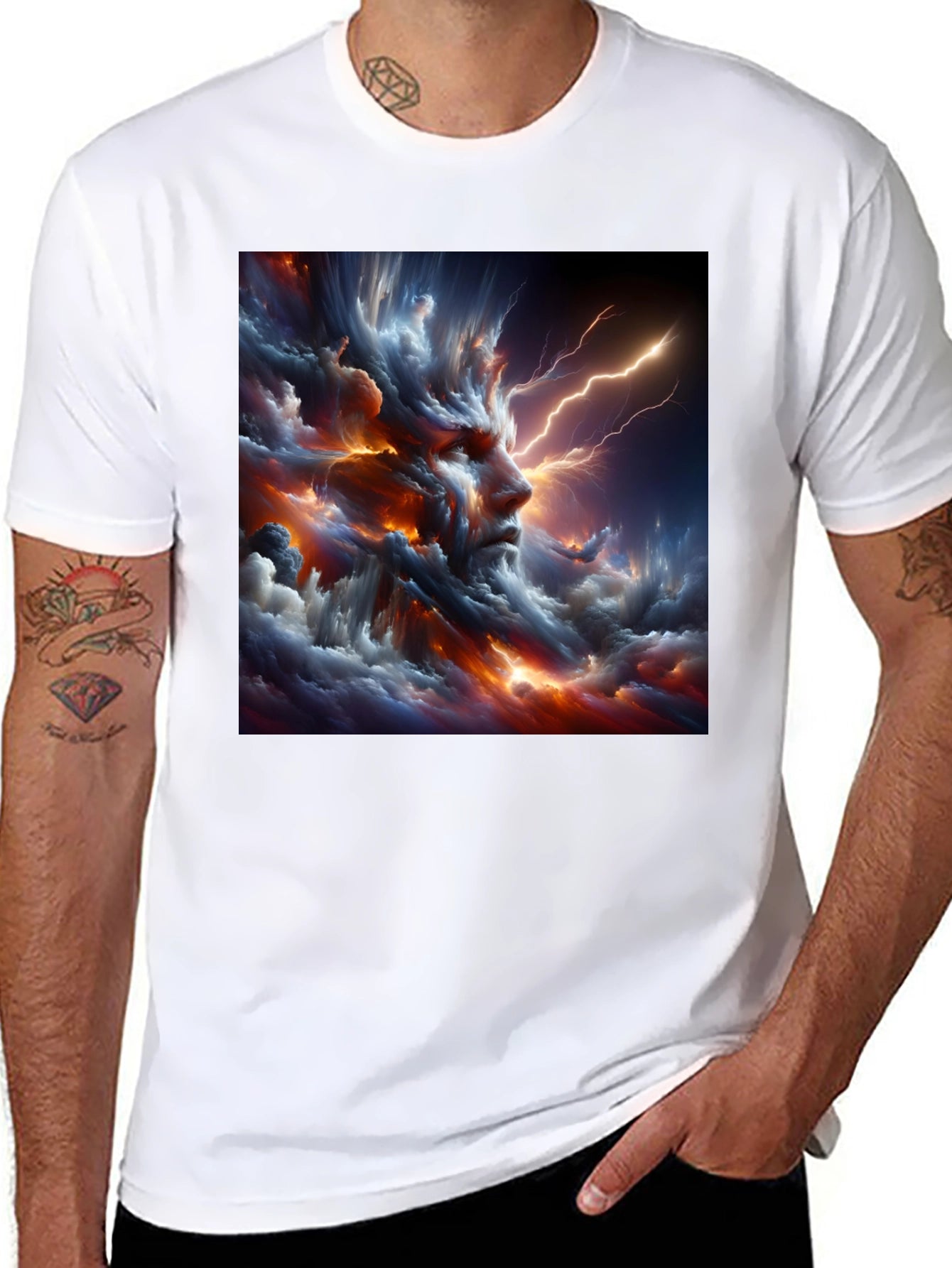 Storm God Graphic Print Black T-Shirt