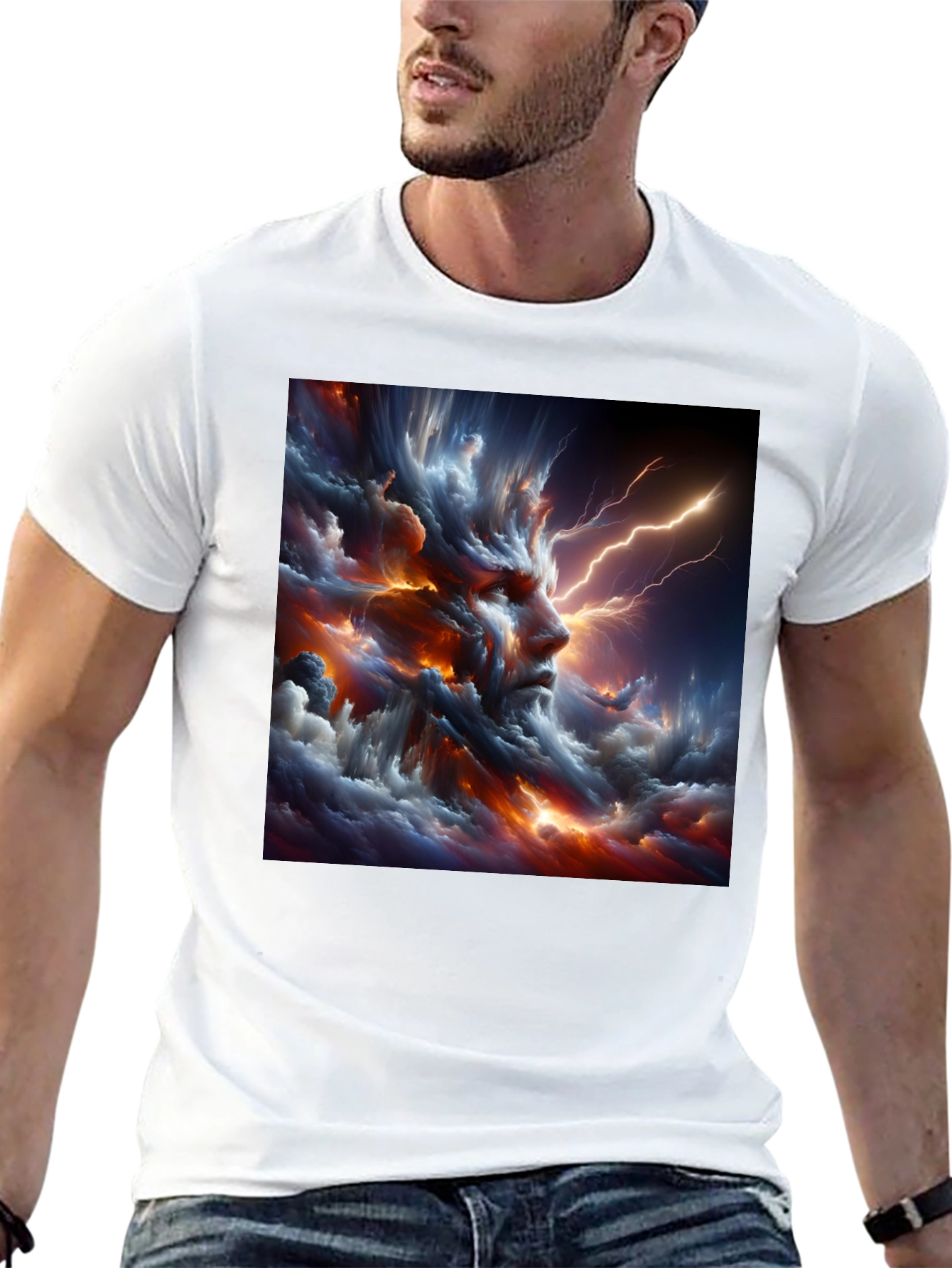 Storm God Graphic Print Black T-Shirt