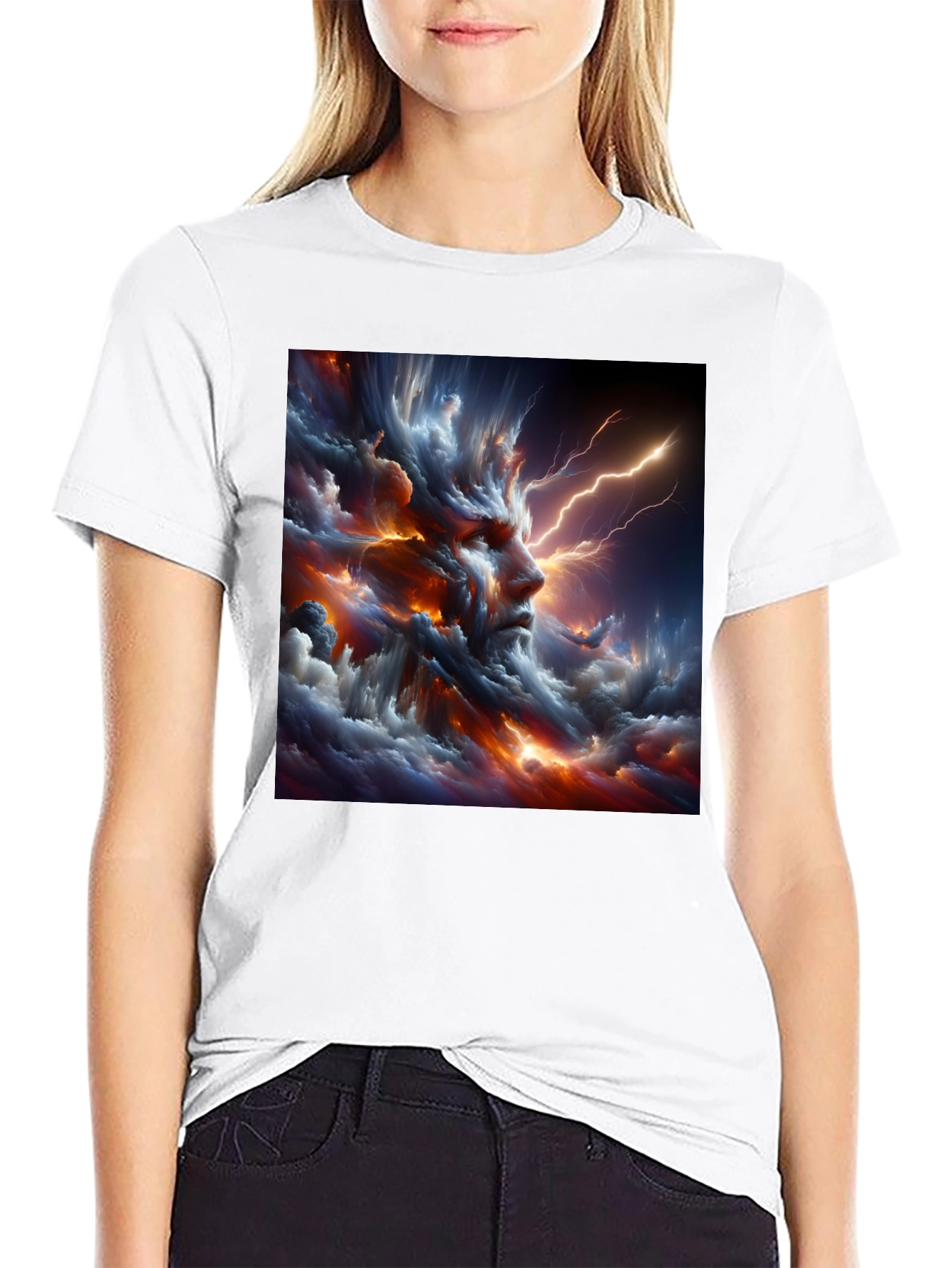 Storm God Graphic Print Black T-Shirt
