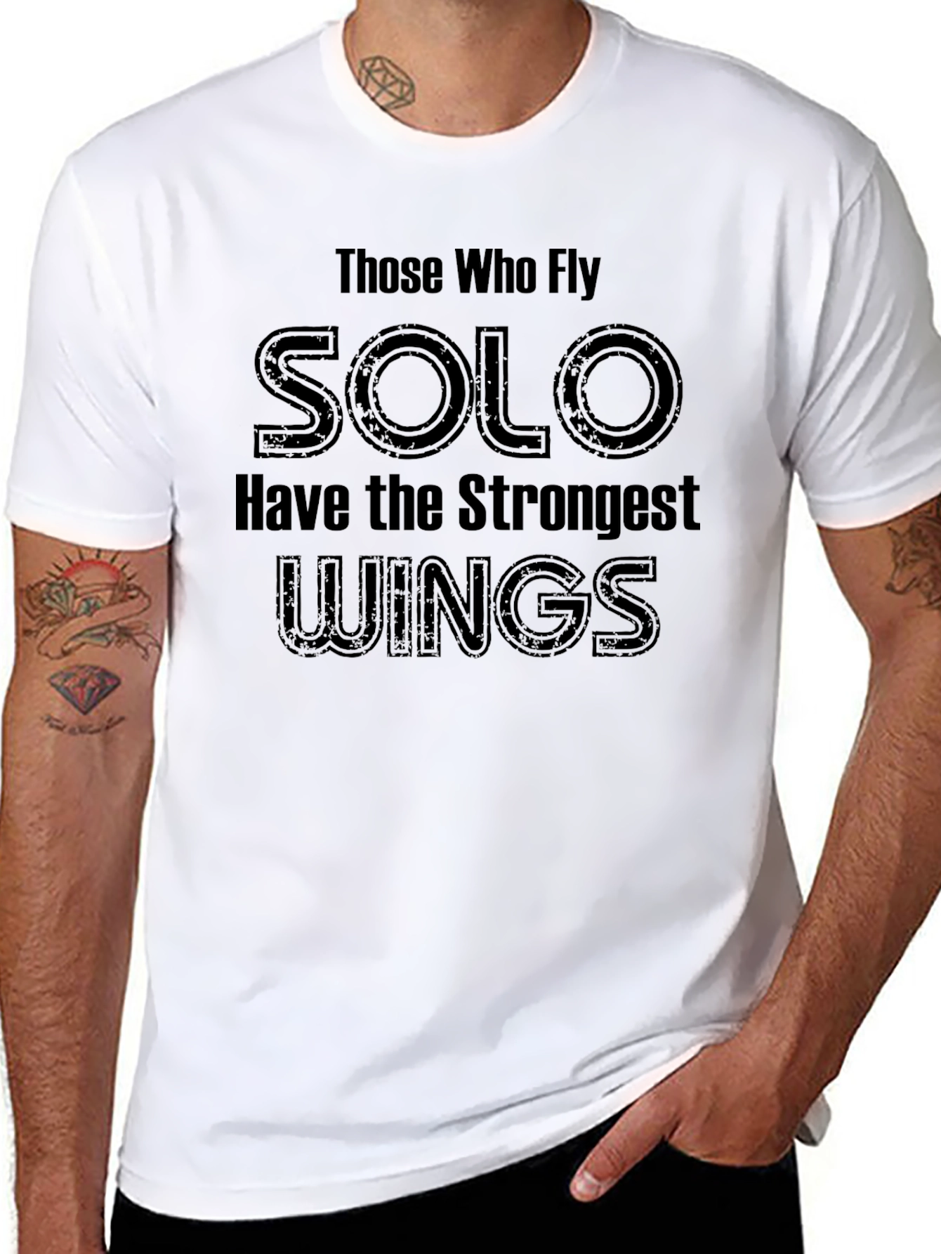 Solo Wings Black T-Shirt - Motivational Graphic Tee