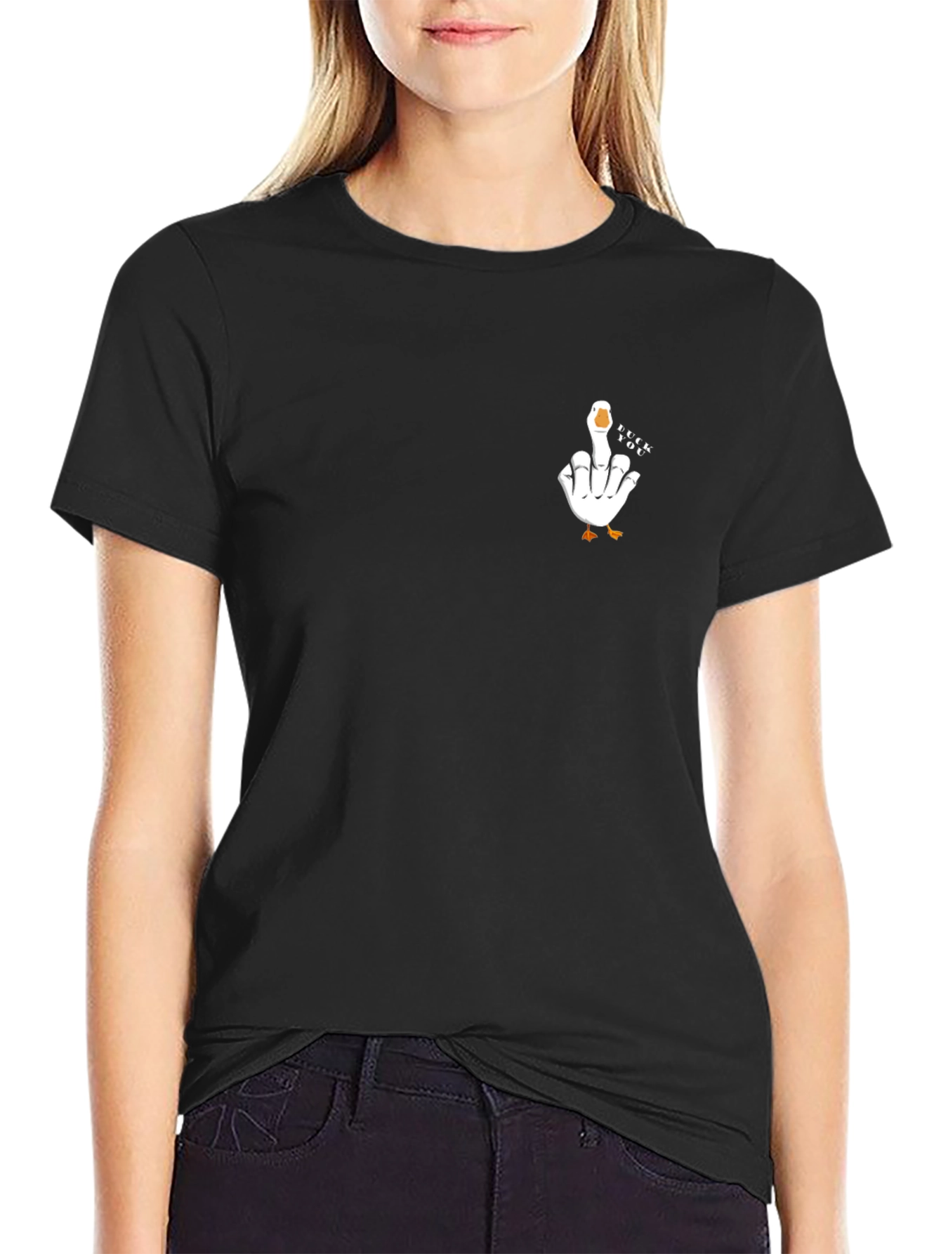 Goose Giving the Middle Finger Tee - Black