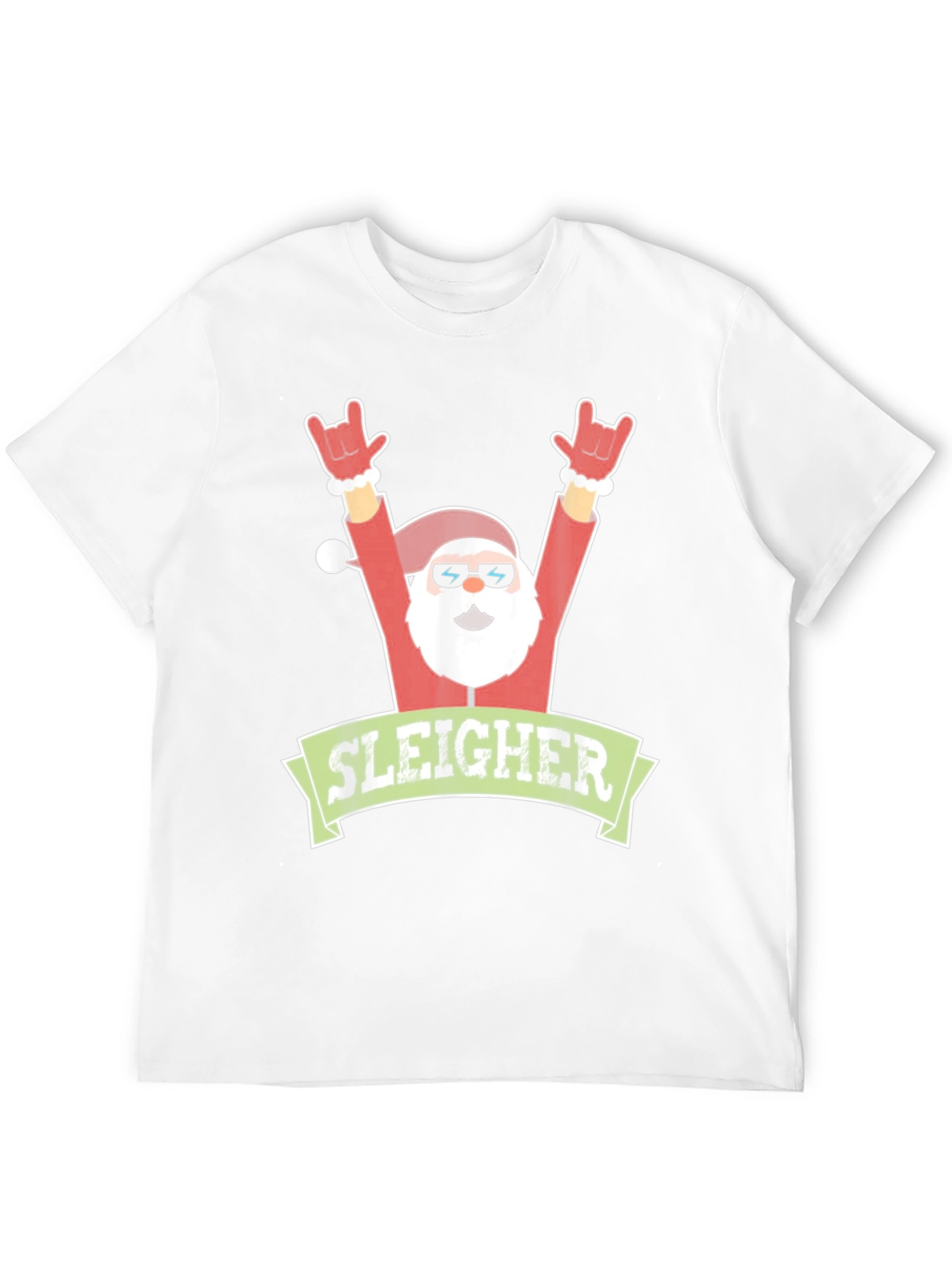 Sleigher Rock Santa Christmas Graphic Tee
