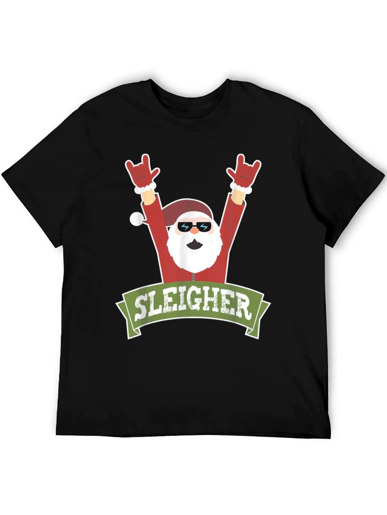 Sleigher Rock Santa Christmas Graphic Tee