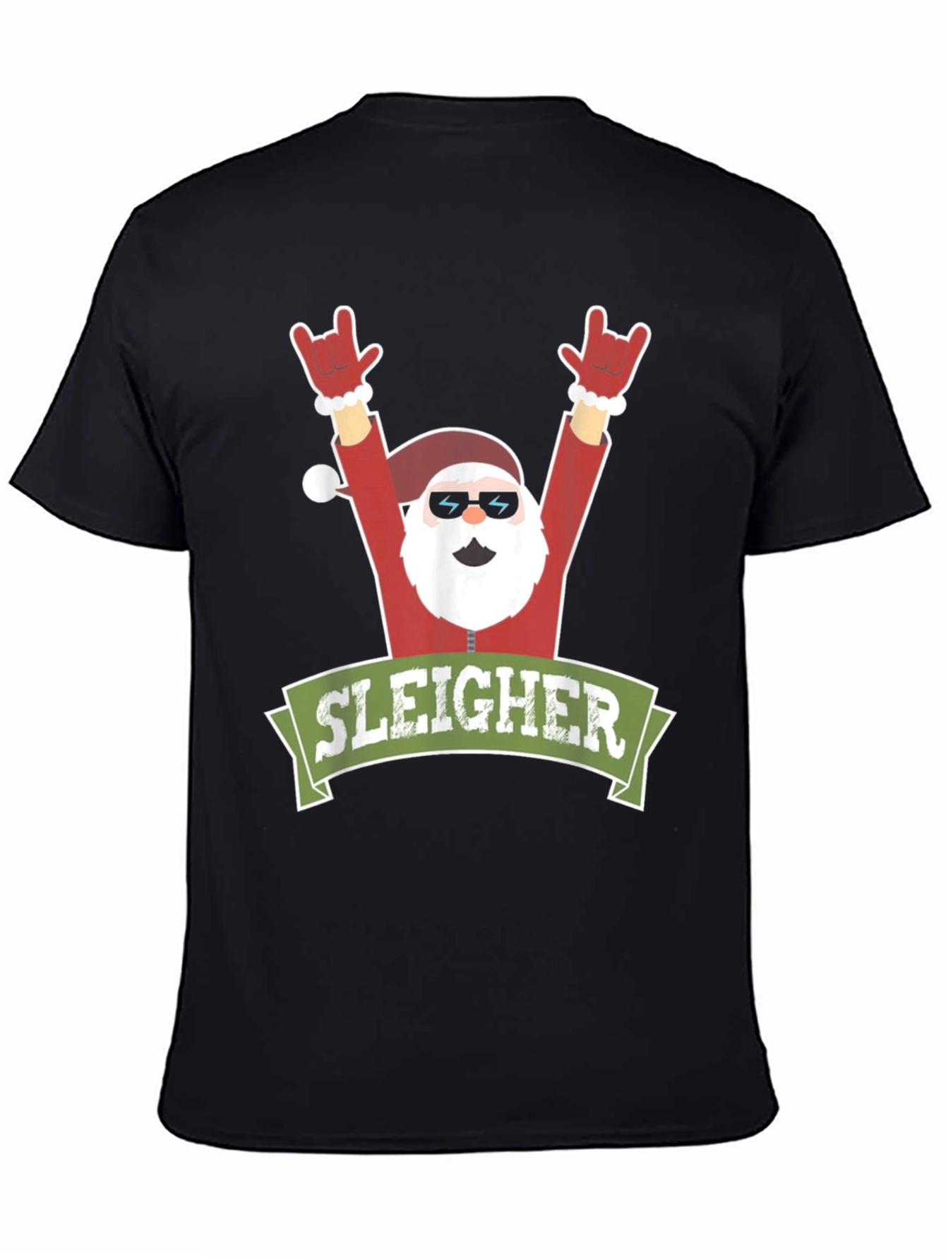 Sleigher Rock Santa Christmas Graphic Tee