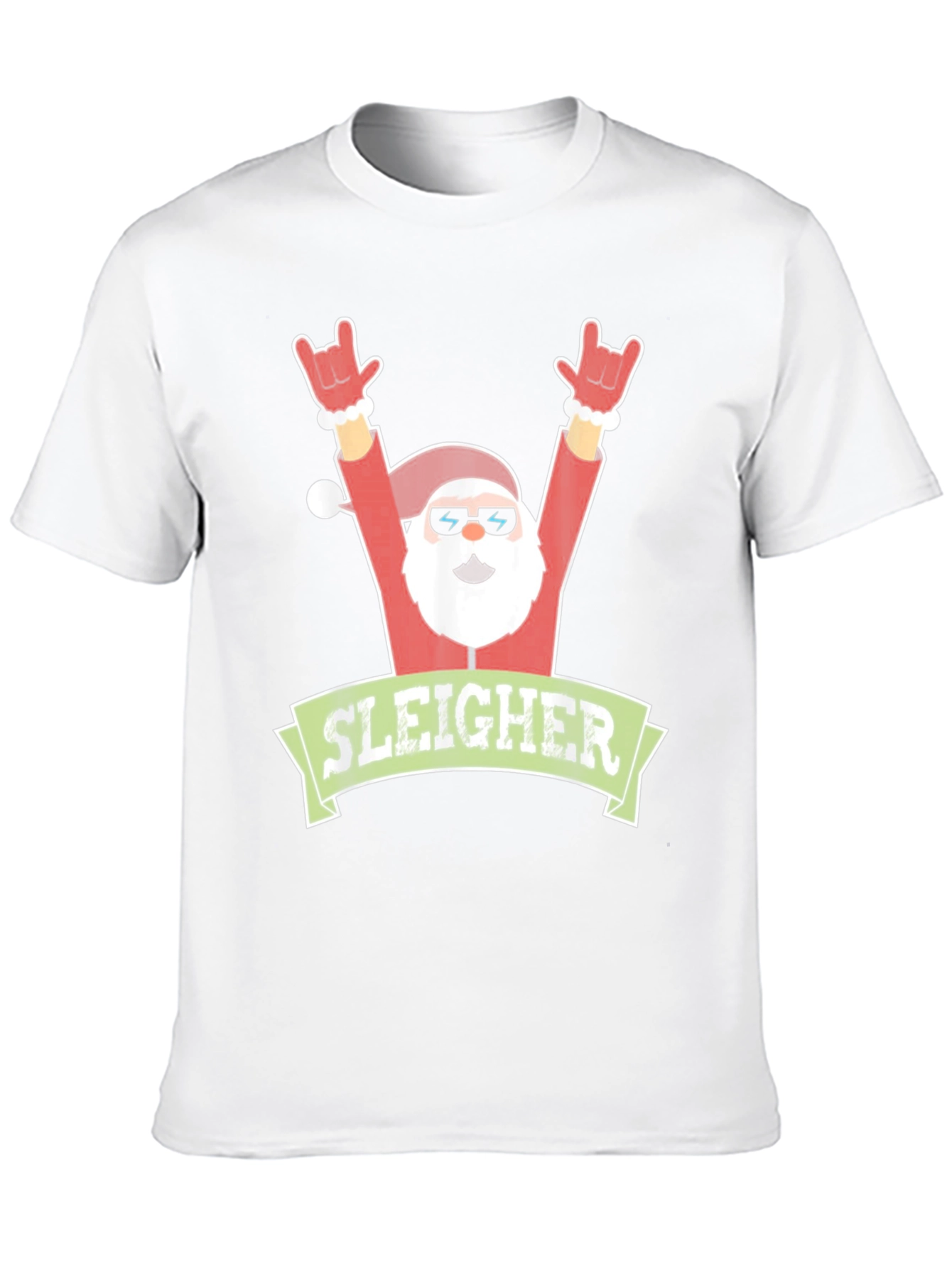 Sleigher Rock Santa Christmas Graphic Tee