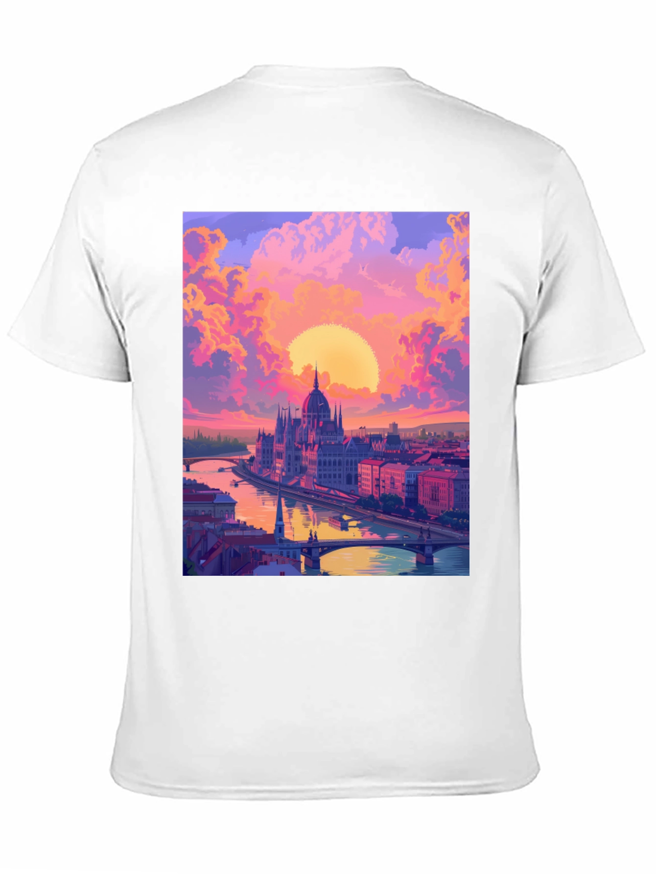 Budapest Sunset Graphic Tee - Vibrant Cityscape Design